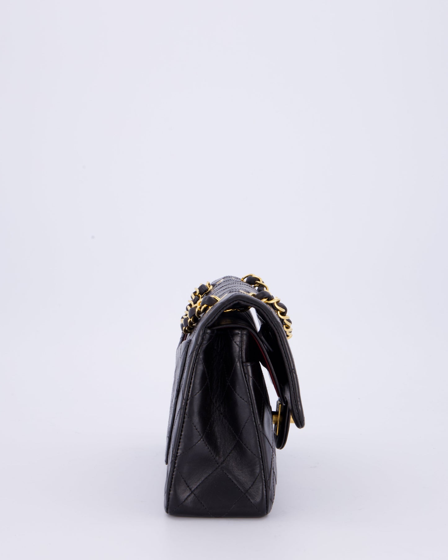 Chanel Vintage Black Small Classic Double Flap Bag in Lambskin Leather with 24K Gold Hardware