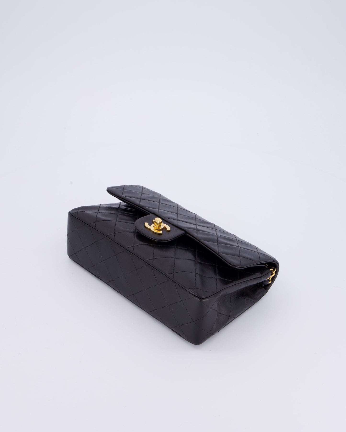 Chanel Vintage Black Small Classic Double Flap Bag in Lambskin Leather with 24K Gold Hardware