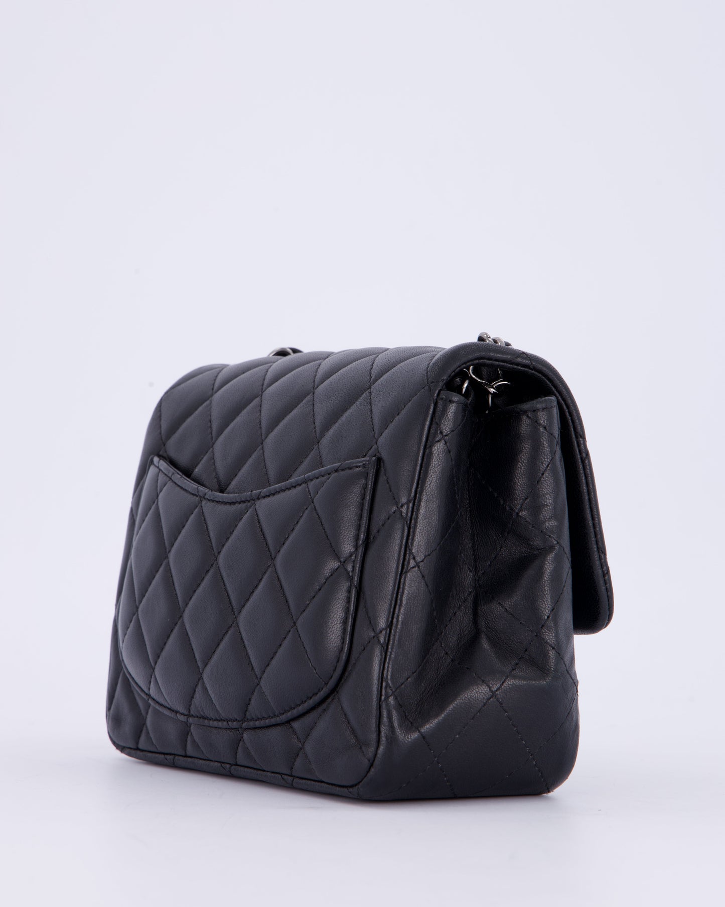 Chanel Black Mini Square Classic Flap Bag in Quilted Lambskin Leather with Ruthenium Hardware