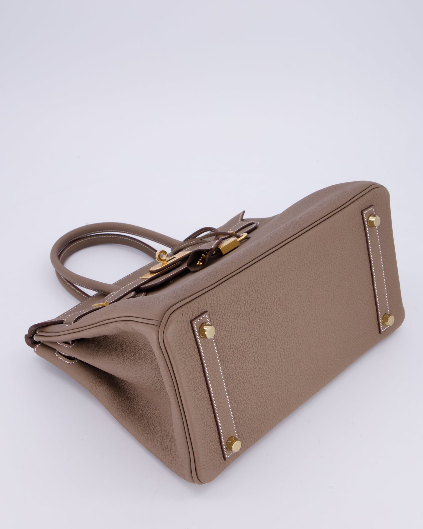 Hermes Birkin 30 Retourne Bag in Etoupe Togo Leather with Gold Hardware