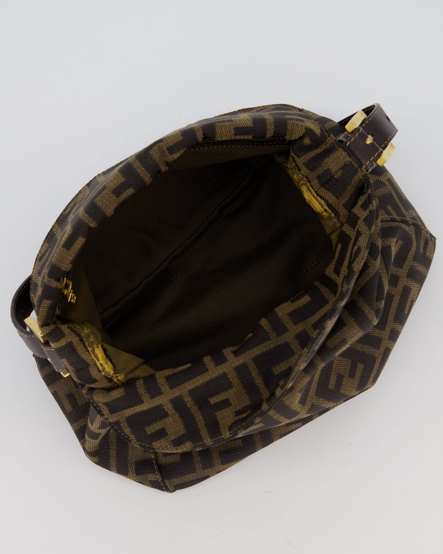 Fendi Brown Vintage Zucca Tobacco Bag in Monogram Canvas and Leather with Gold Hardware