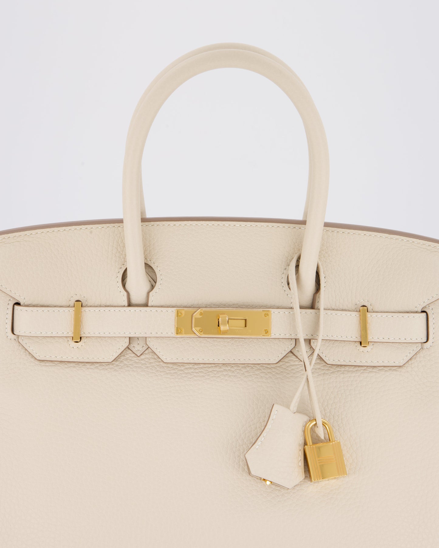 *VERY RARE* Hermes Birkin 30 Retourne Bag in Craie Togo Leather with Gold Hardware