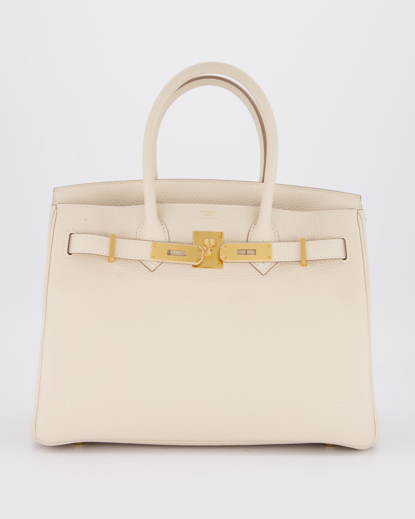 *VERY RARE* Hermes Birkin 30 Retourne Bag in Craie Togo Leather with Gold Hardware