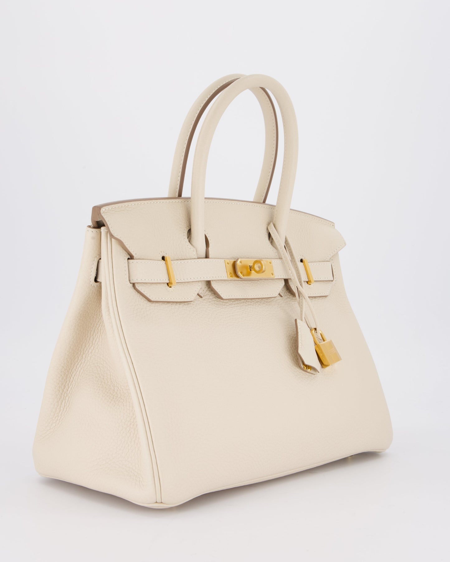 *VERY RARE* Hermes Birkin 30 Retourne Bag in Craie Togo Leather with Gold Hardware