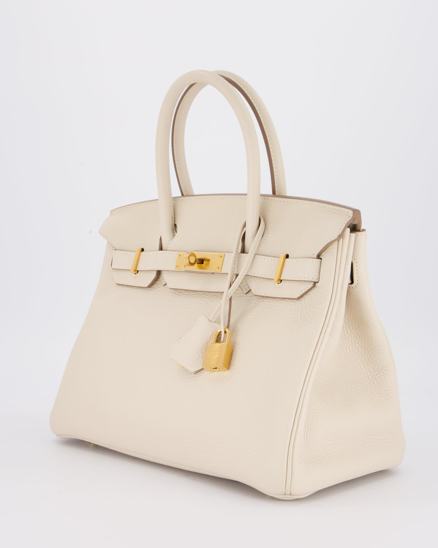 *VERY RARE* Hermes Birkin 30 Retourne Bag in Craie Togo Leather with Gold Hardware