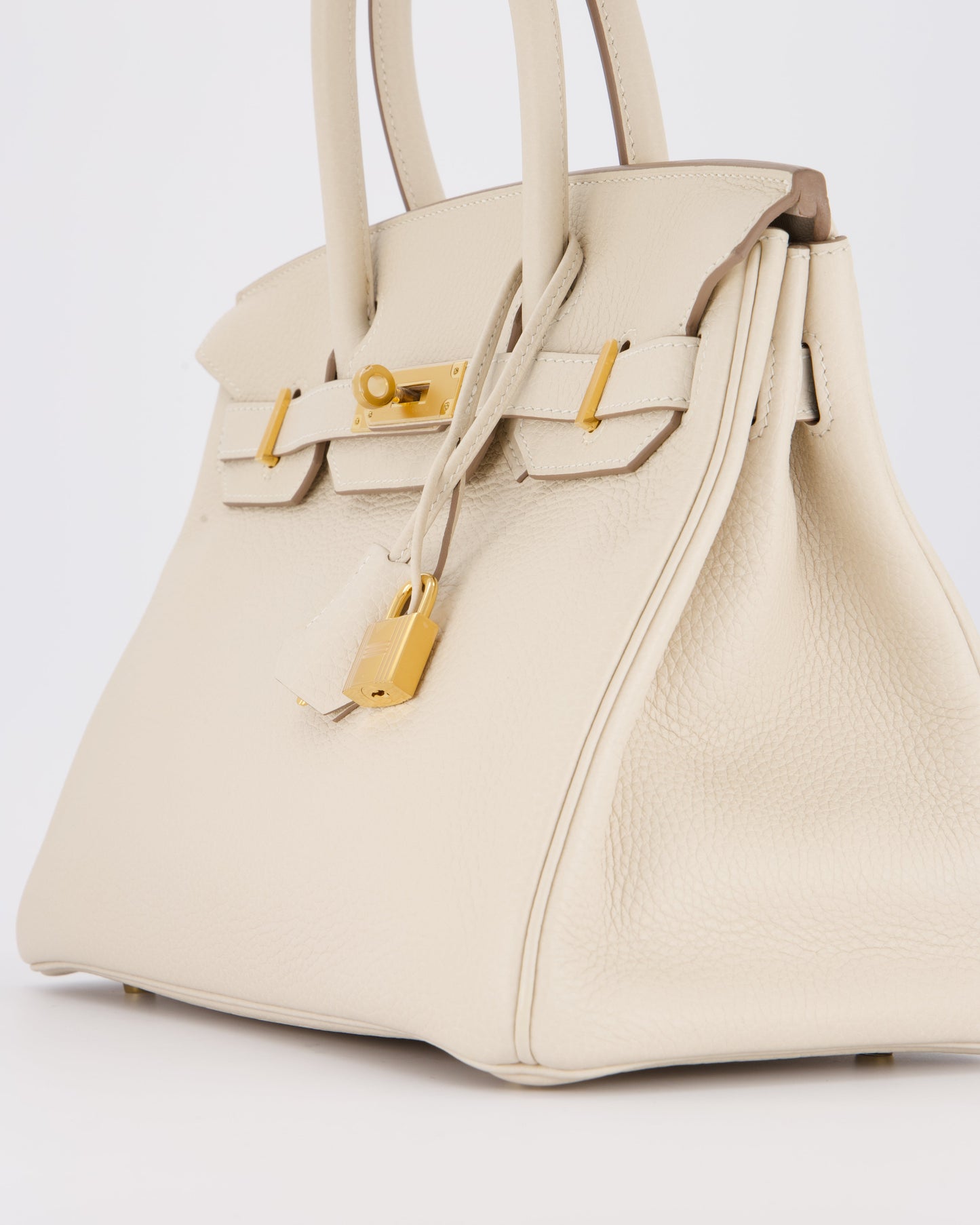 *VERY RARE* Hermes Birkin 30 Retourne Bag in Craie Togo Leather with Gold Hardware