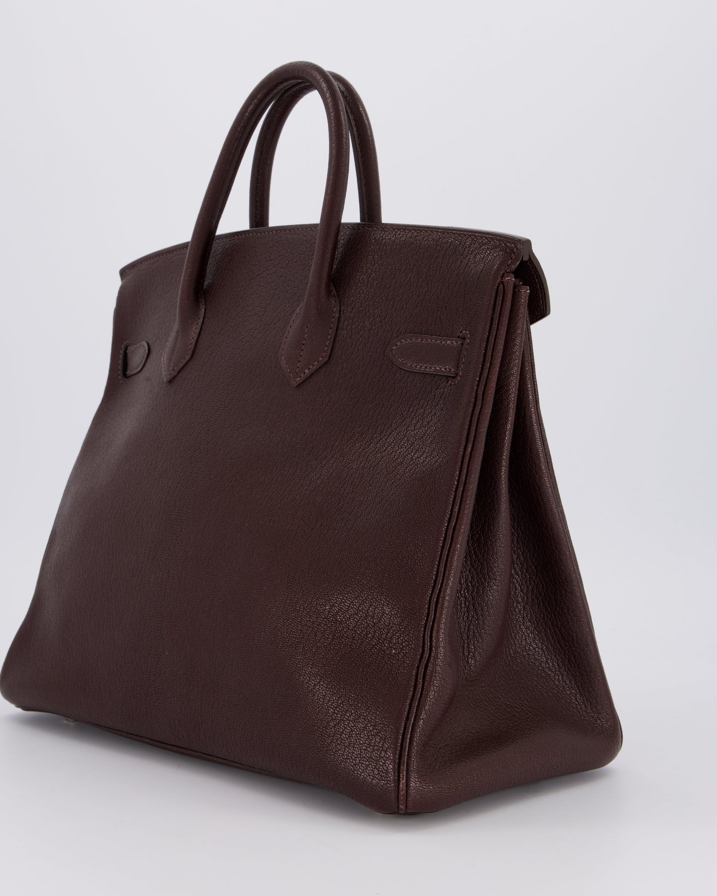 *RARE* Hermes HAC 32 Bag in Chocolat Chèvre Mysore Leather with Palladium Hardware