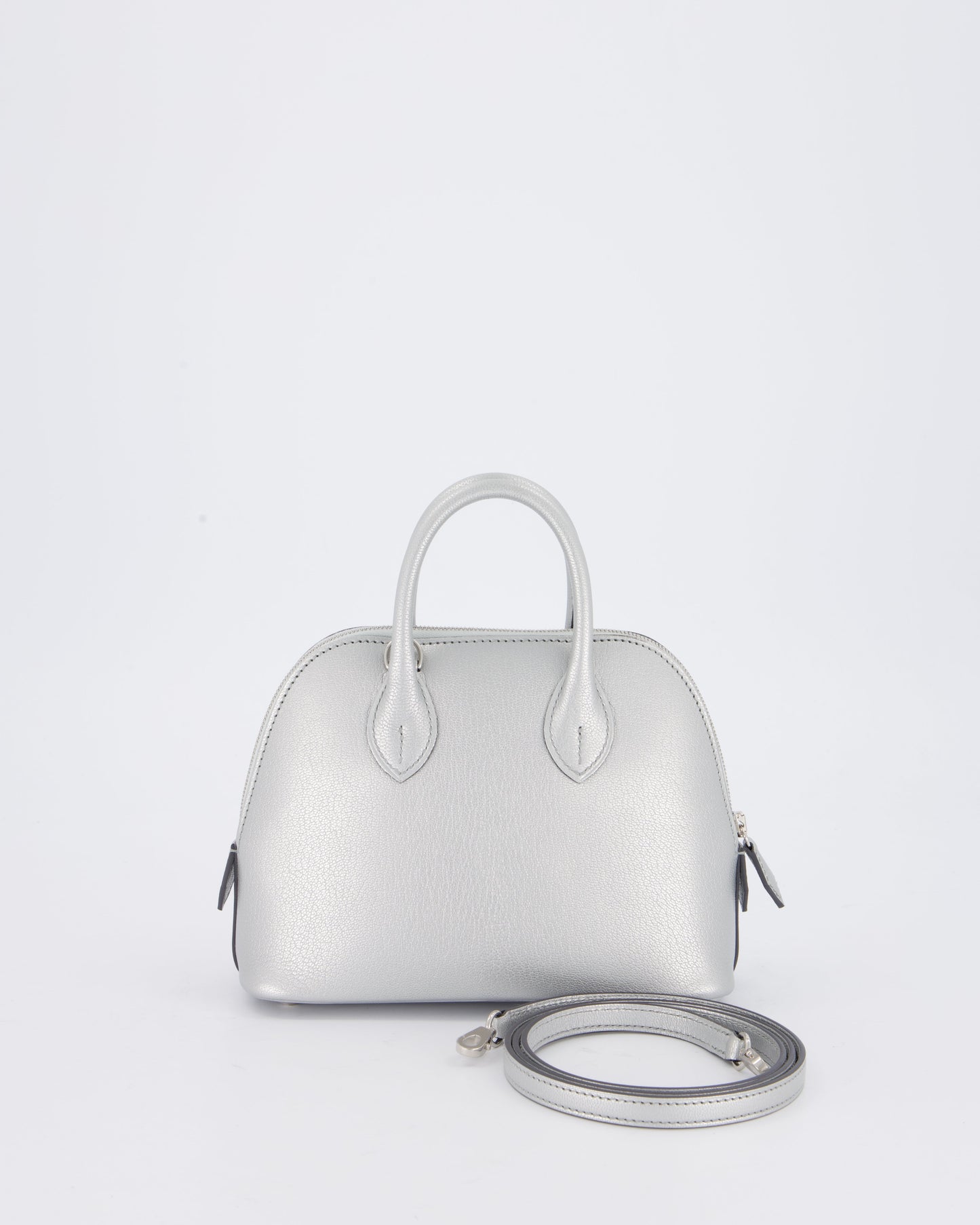 *HOT* Hermes Mini Bolide Bag in Argent Chevre Chamkila Leather with Palladium Hardware
