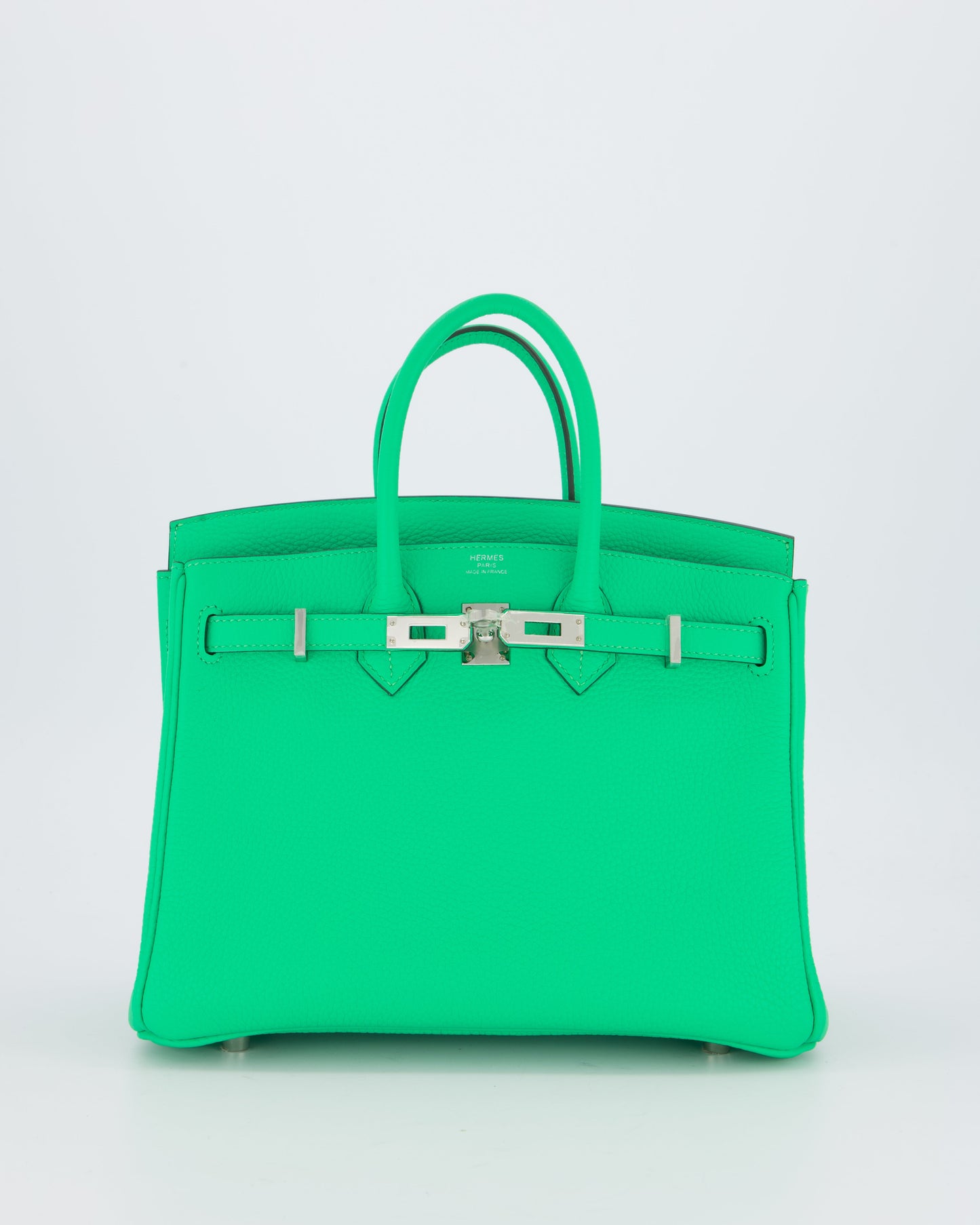 Hermes Birkin 25 Retourne Bag in Vert Comics Togo Leather with Palladium Hardware
