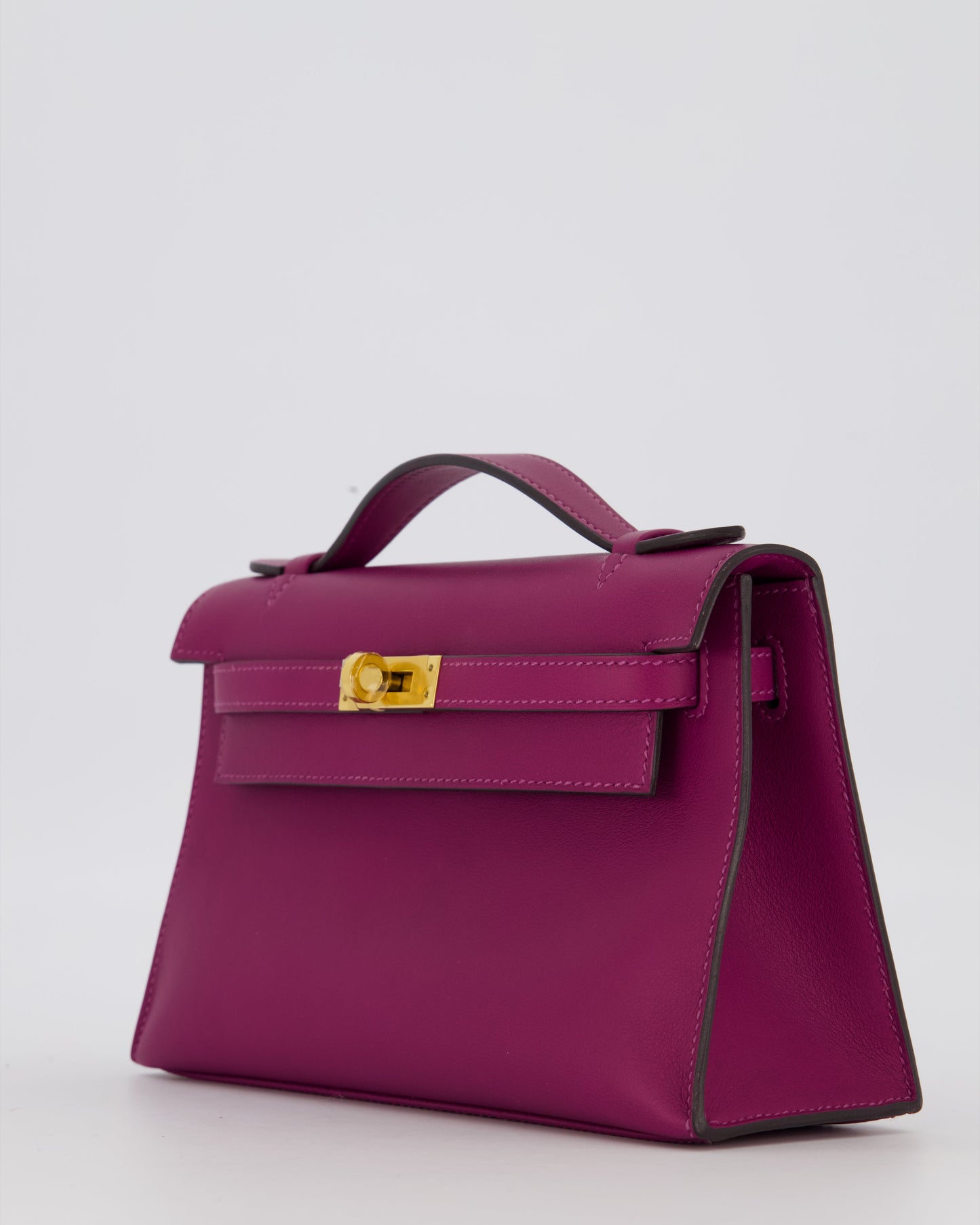 *RARE COLOUR* Hermes Kelly Pochette Bag in Anemone Swift Leather and Gold Hardware