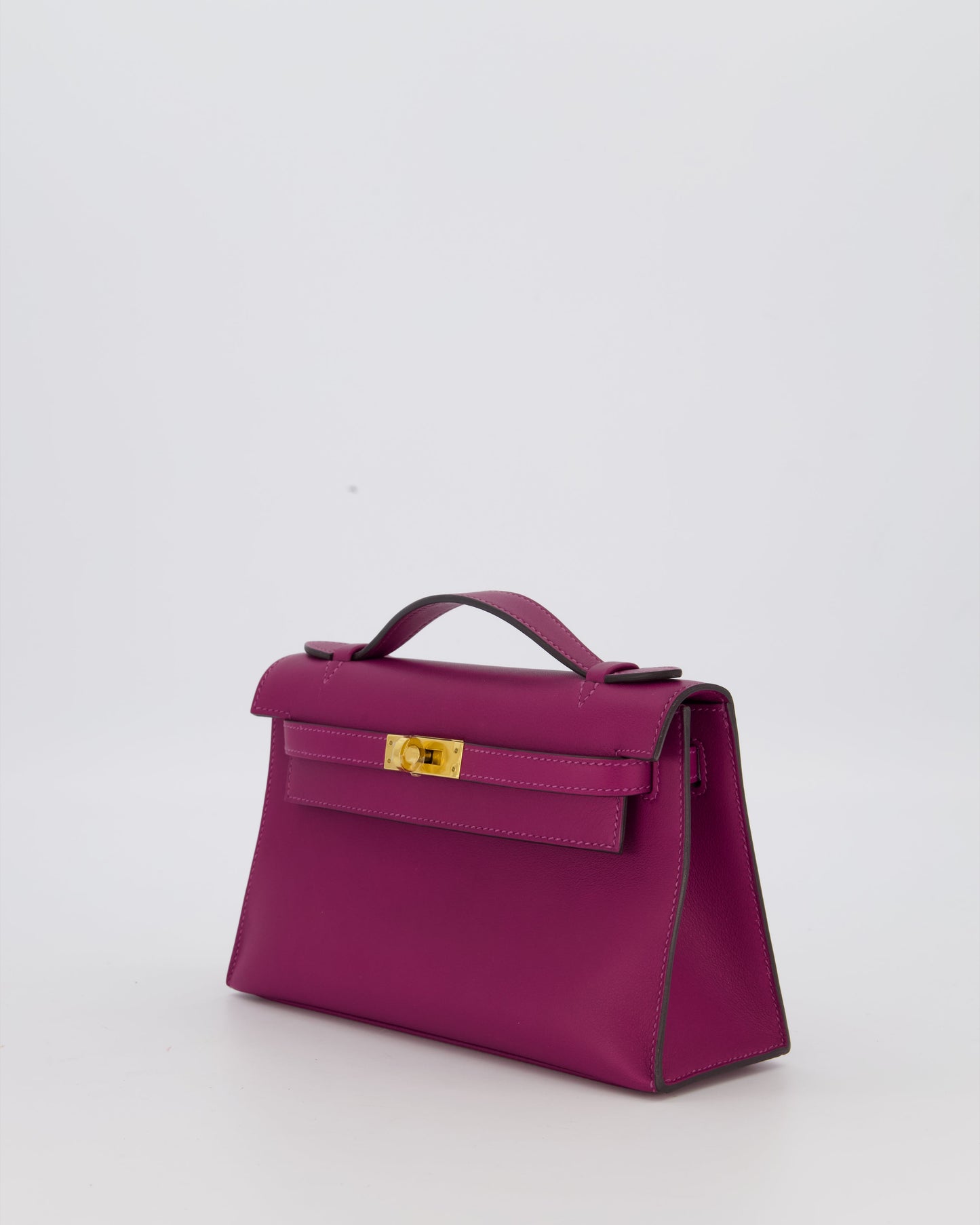 *RARE COLOUR* Hermes Kelly Pochette Bag in Anemone Swift Leather and Gold Hardware