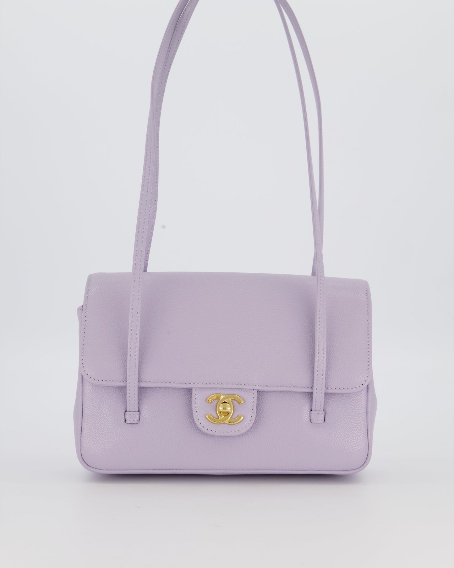 *RARE* Chanel Lilac 26S Preppy Coco Small Flap Bag in Shiny Caviar Leather With Gold Hardware