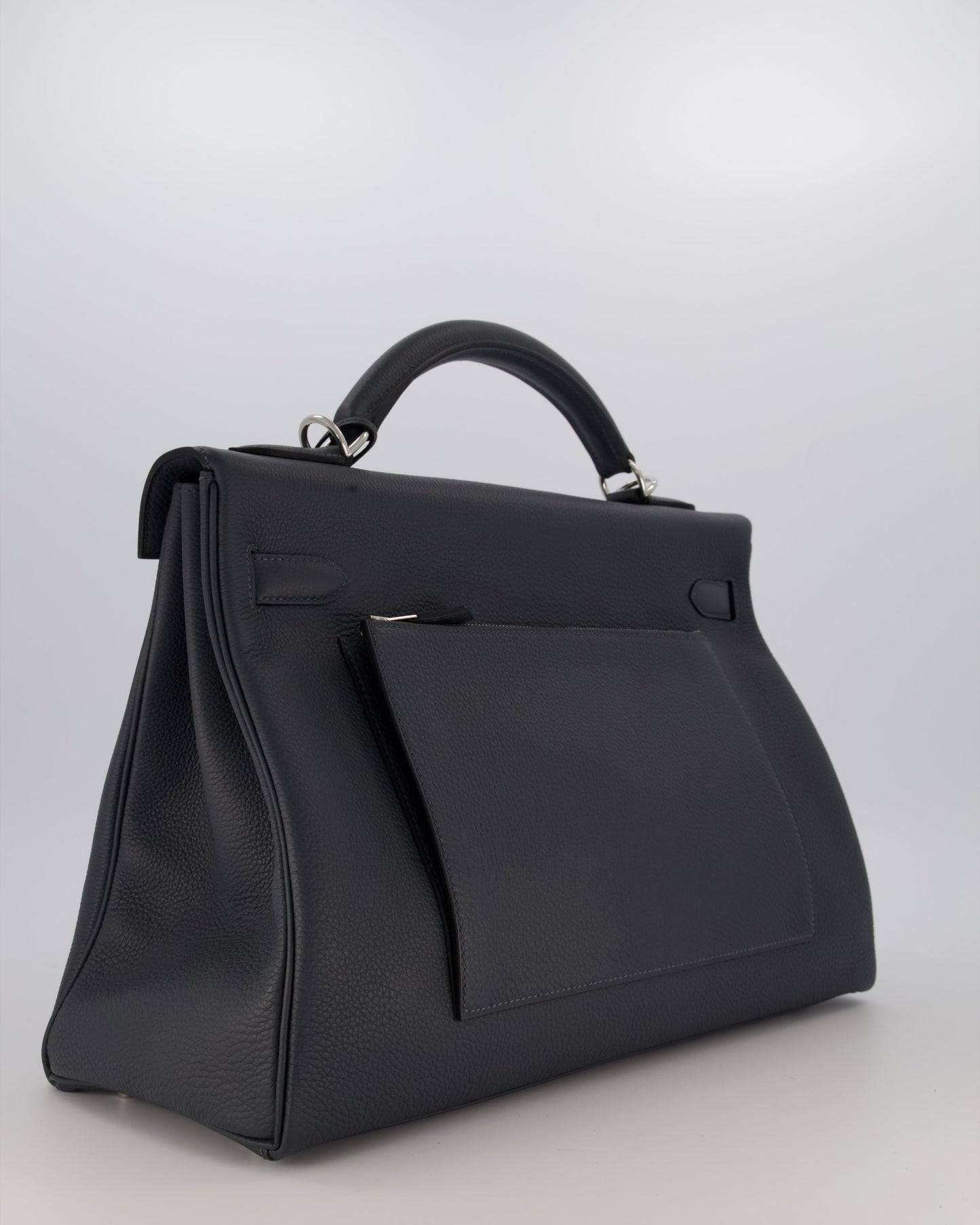 *RARE* Hermes Kelly 42 Maxi Retourne Bag in Gris Misty Togo Leather with Palladium Hardware