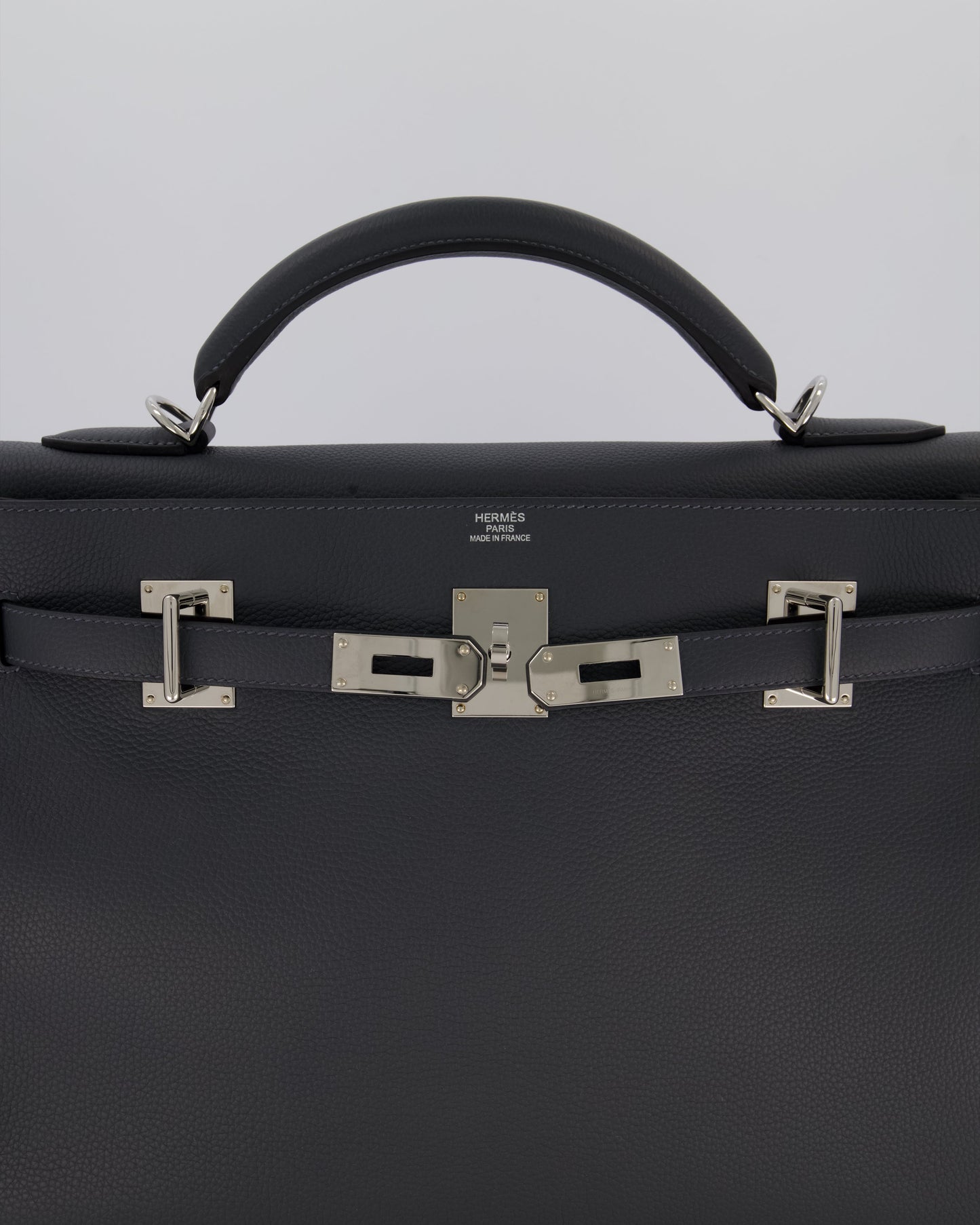 *RARE* Hermes Kelly 42 Maxi Retourne Bag in Gris Misty Togo Leather with Palladium Hardware