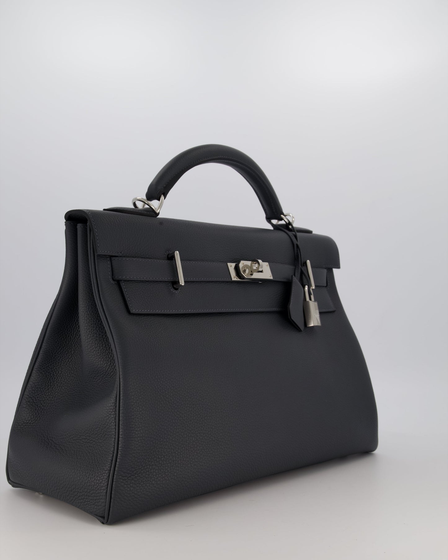 *RARE* Hermes Kelly 42 Maxi Retourne Bag in Gris Misty Togo Leather with Palladium Hardware