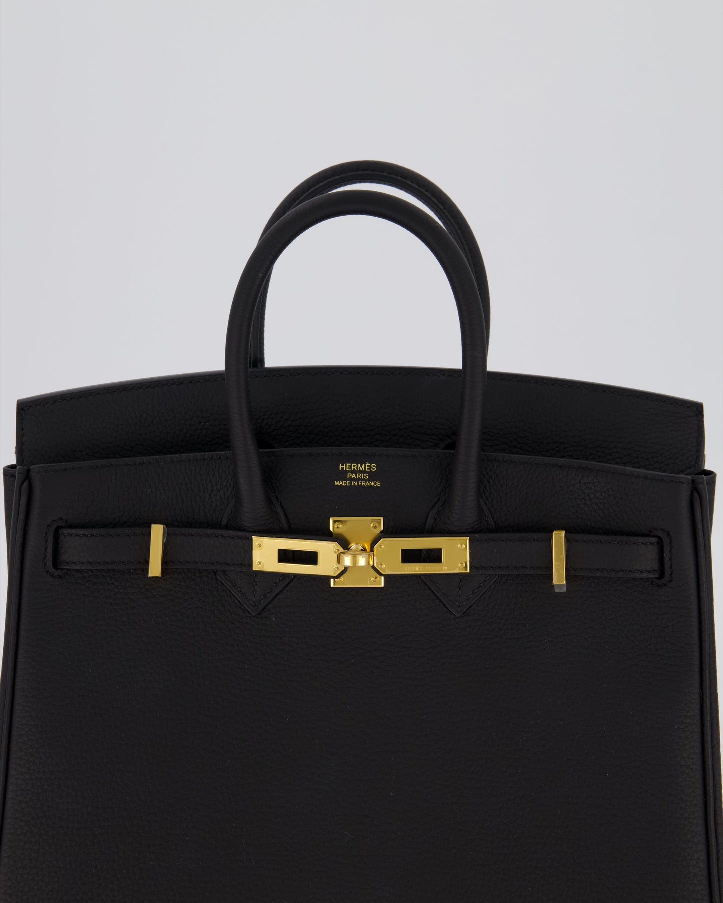 *RARE* Hermes Birkin 25 Retourne Bag in Noir Togo Leather with Gold Hardware