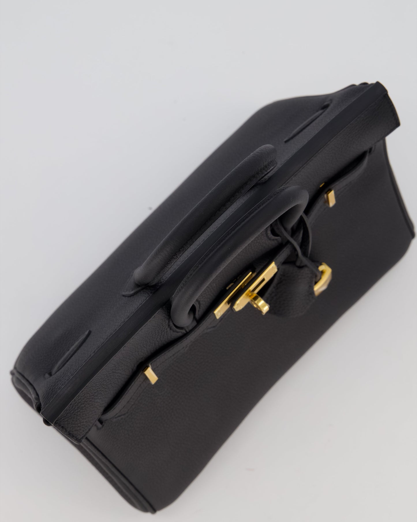 *RARE* Hermes Birkin 25 Retourne Bag in Noir Togo Leather with Gold Hardware