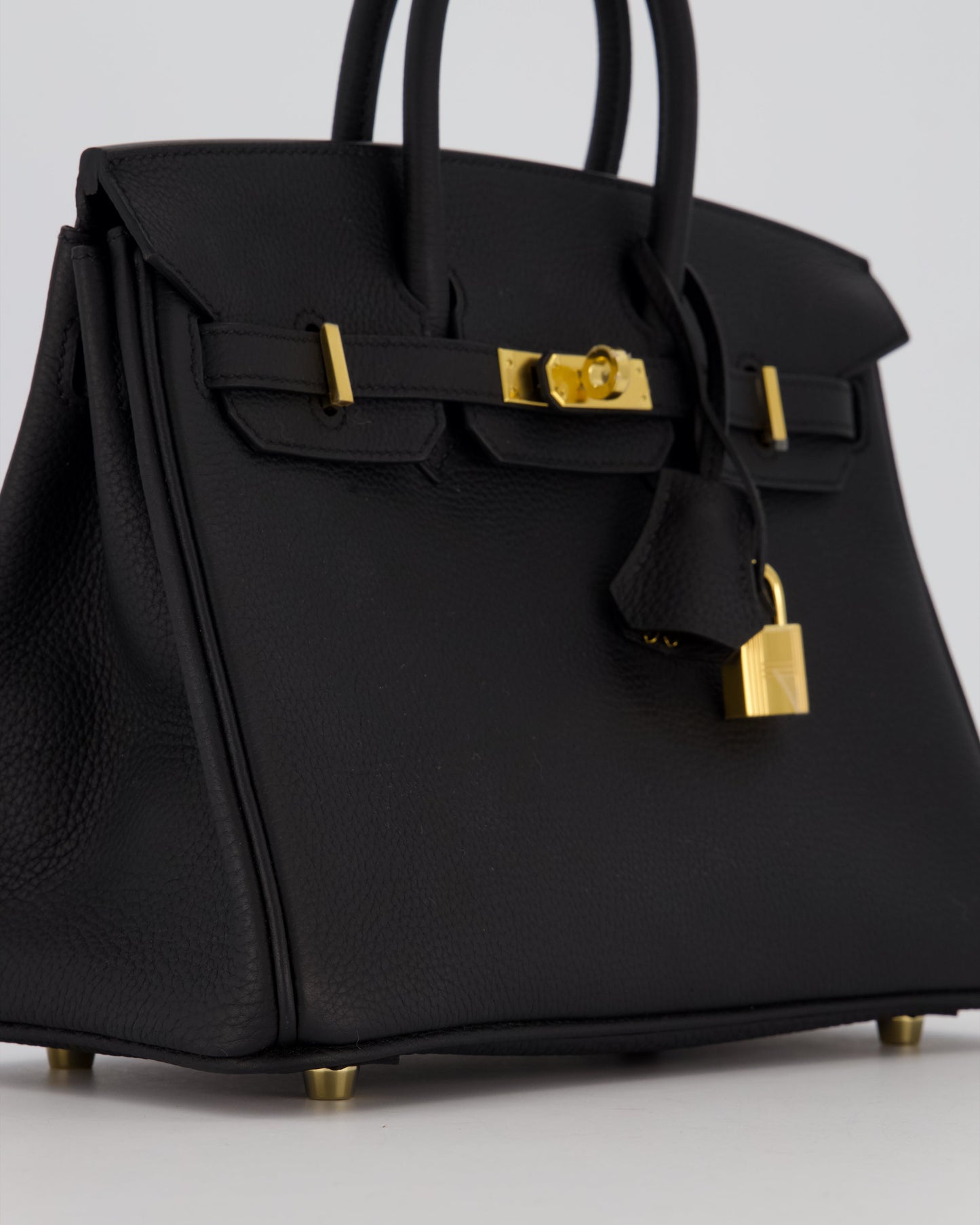 *RARE* Hermes Birkin 25 Retourne Bag in Noir Togo Leather with Gold Hardware
