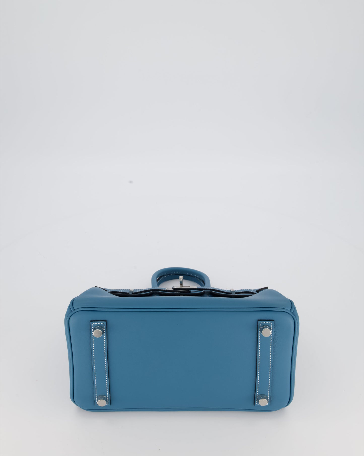 *RARE* Hermes Birkin 25 Retourne Bag in Bleu Jean Swift Leather with Palladium Hardware