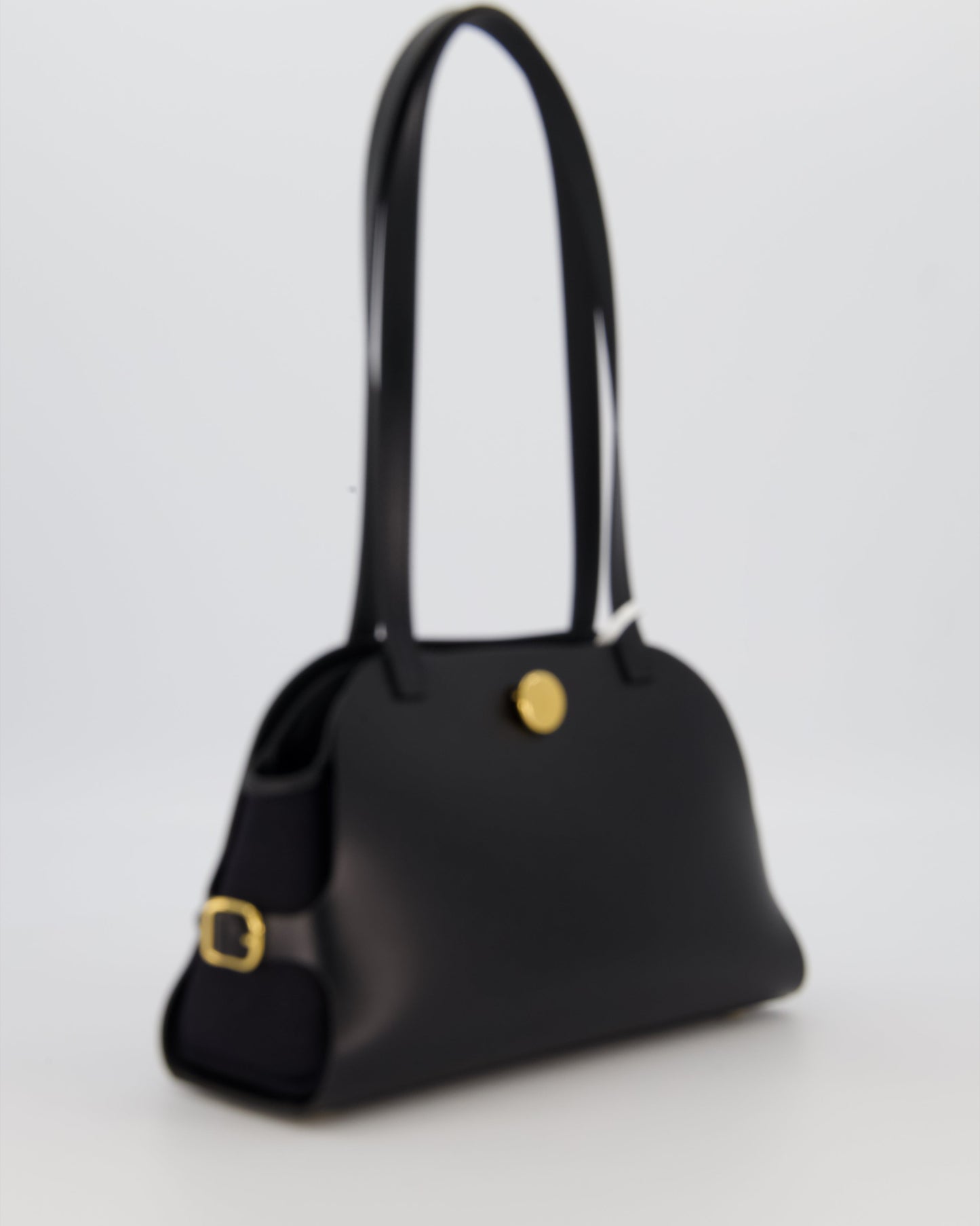 Hermes Tablier Sellier Bag in Noir Hunter Cowhide, Noir Swift Leather and Noir Militaire Canvas with Gold Hardware