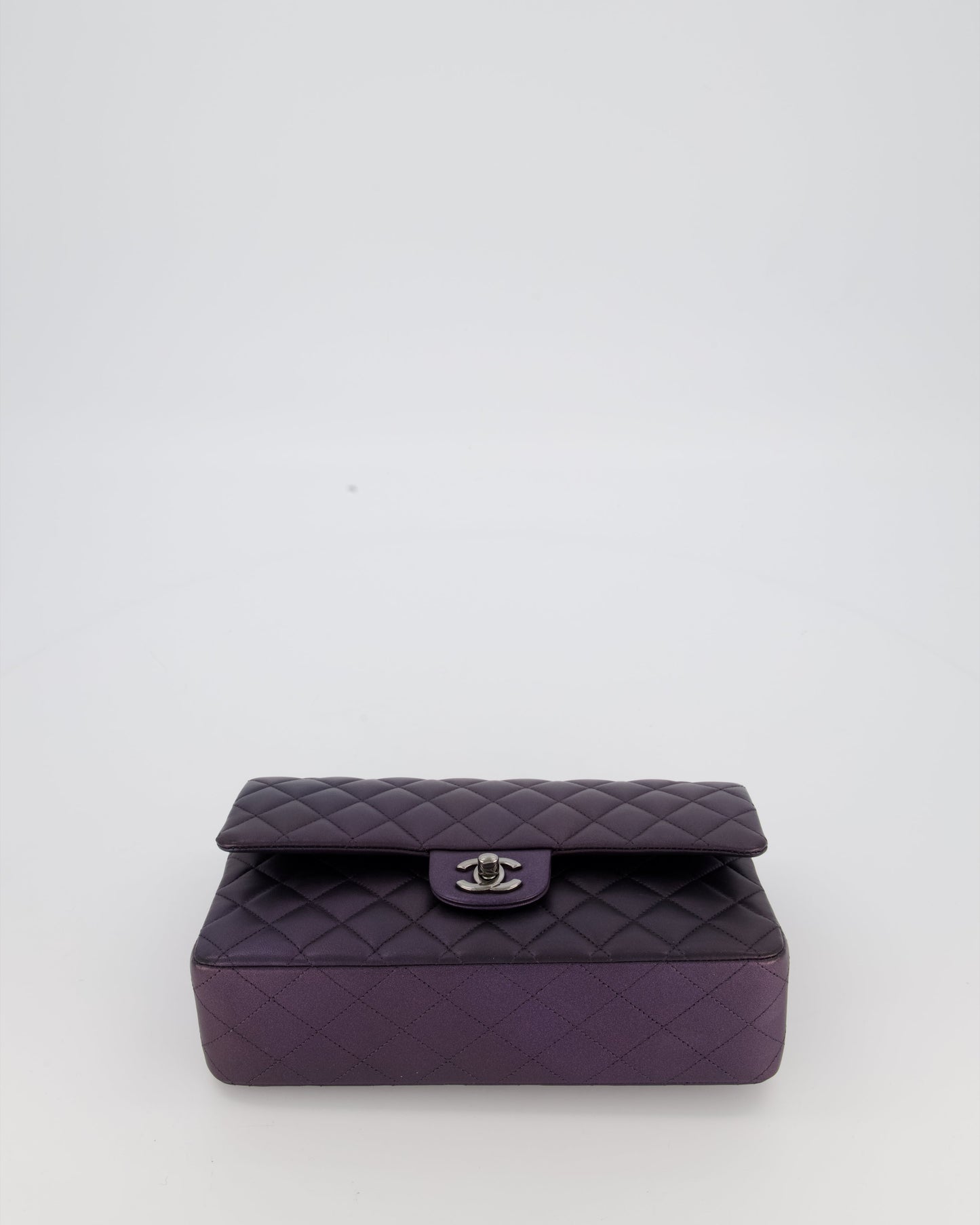 Chanel Purple Iridescent Medium Classic Double Flap Bag in Lambskin Leather with Ruthenium Hardware