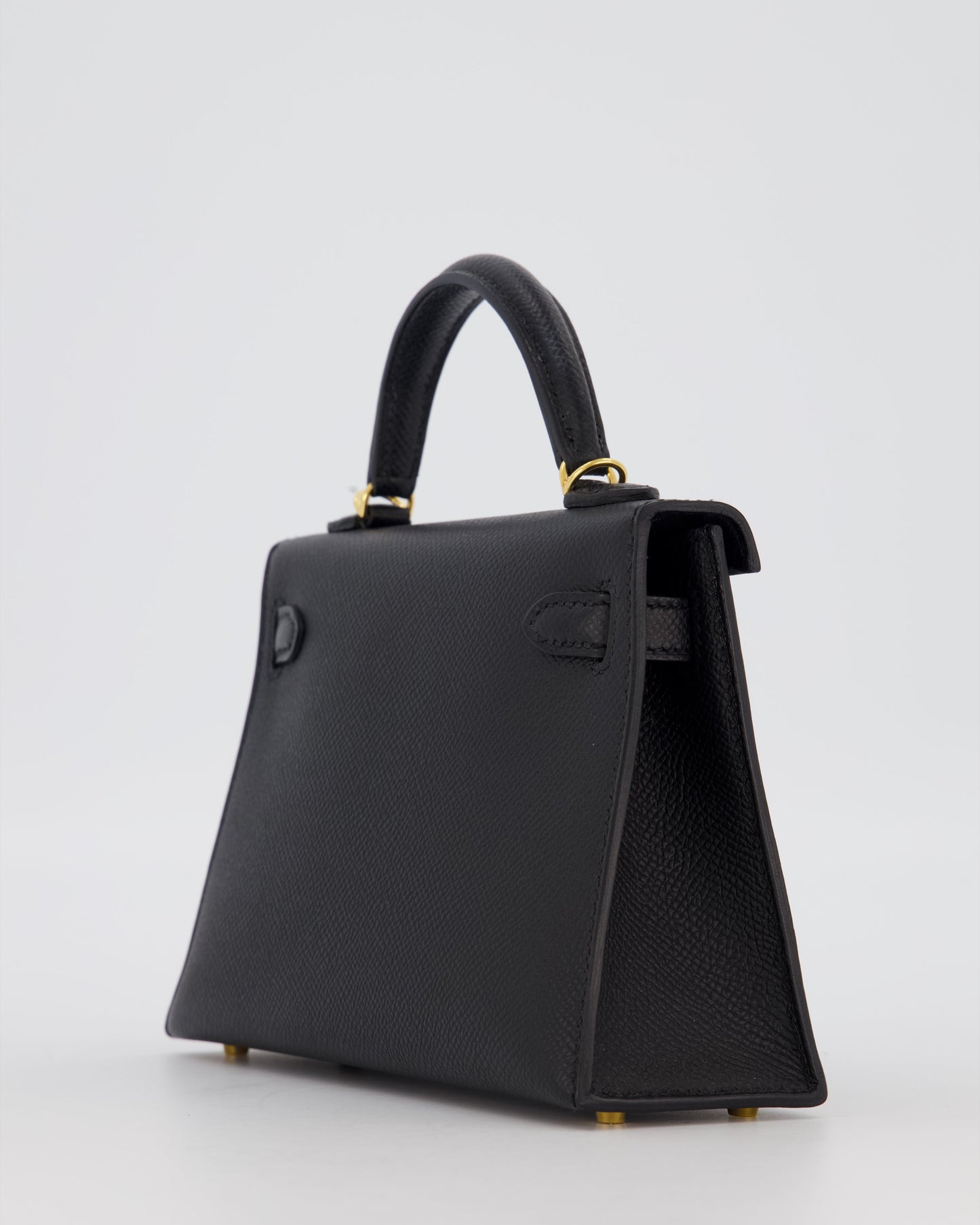Hermes Mini Kelly II Sellier Bag Black Epsom Leather with Gold Hardware