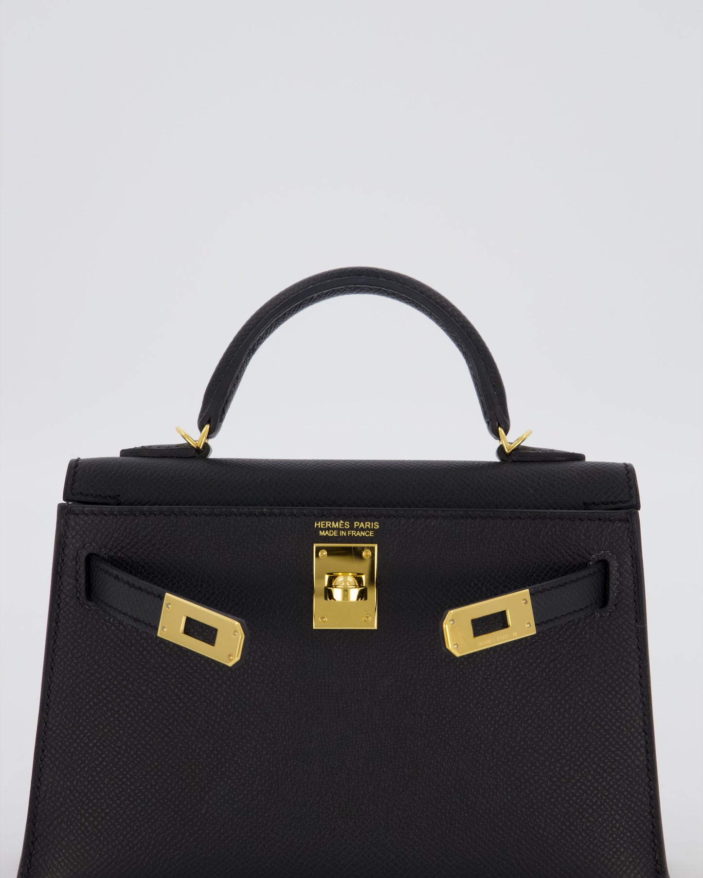 Hermes Mini Kelly II Sellier Bag Black Epsom Leather with Gold Hardware