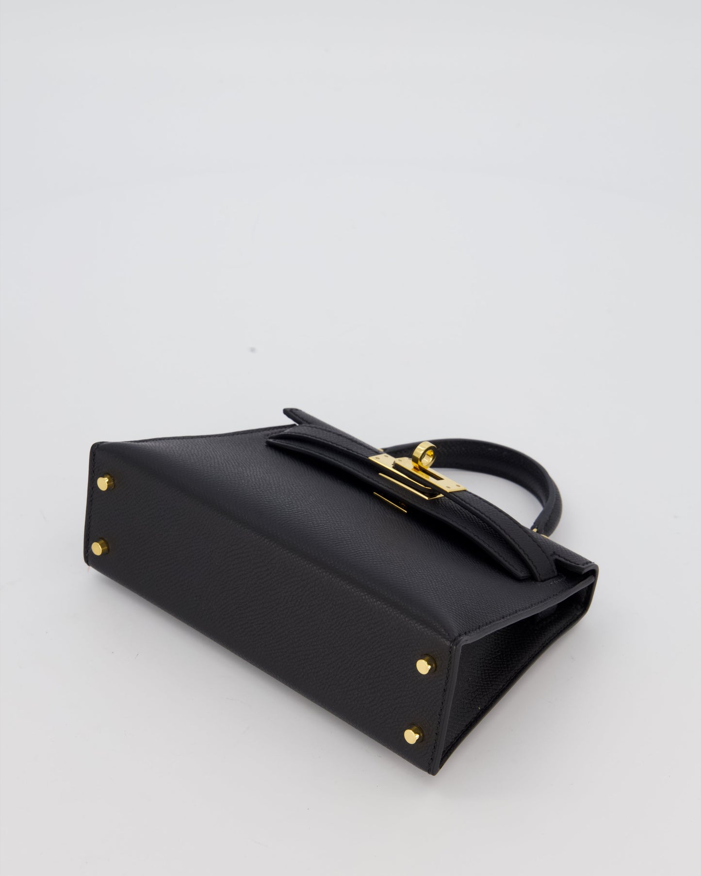 Hermes Mini Kelly II Sellier Bag Black Epsom Leather with Gold Hardware