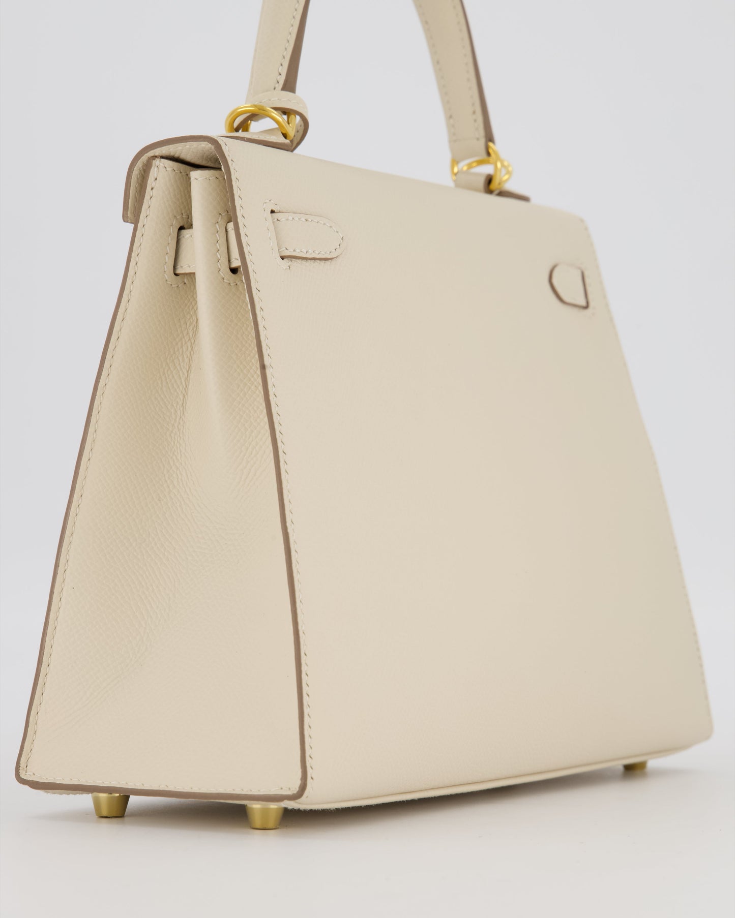 Hermes Kelly 25 Sellier Bag in Craie Epsom Leather and Gold Hardware