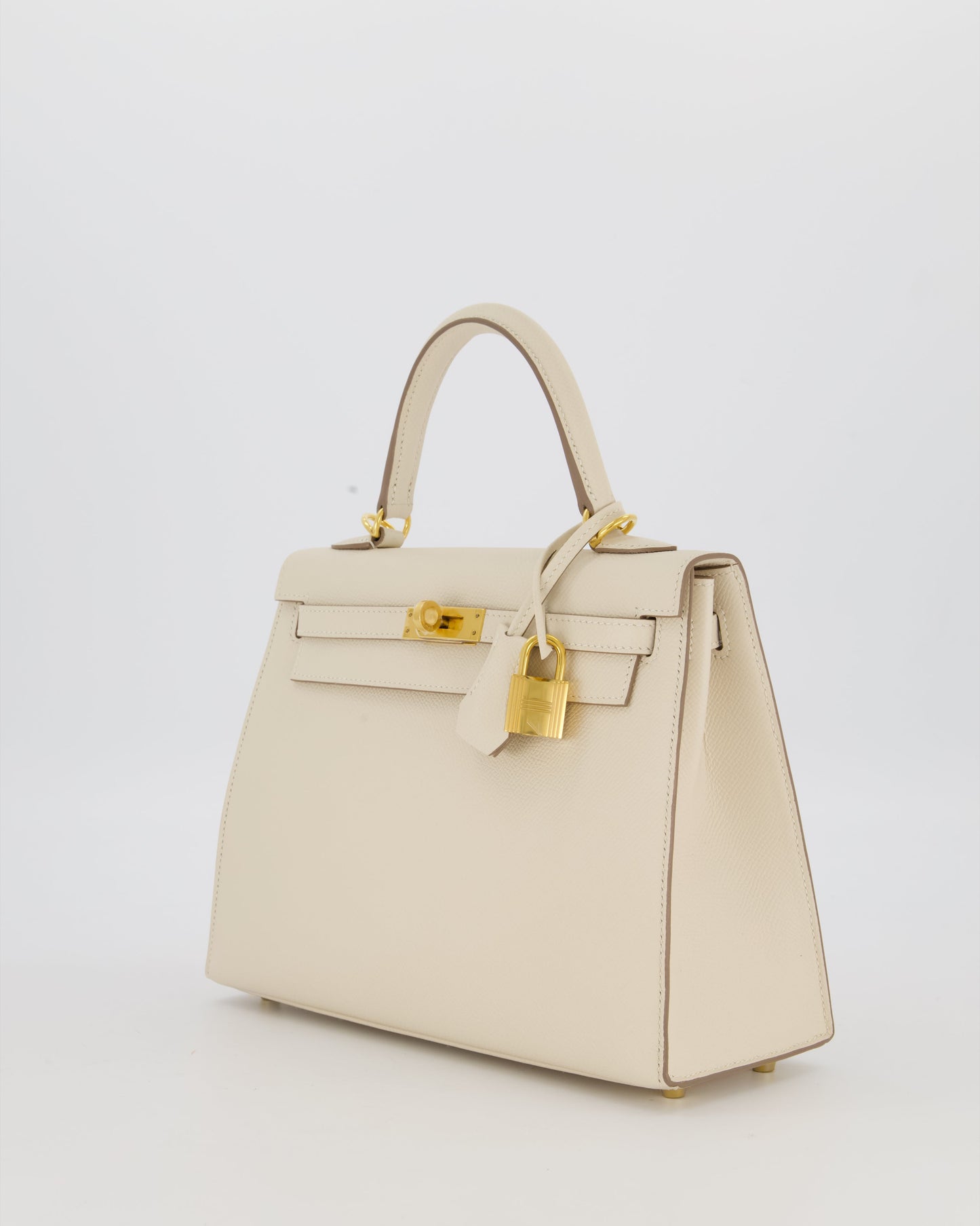 Hermes Kelly 25 Sellier Bag in Craie Epsom Leather and Gold Hardware
