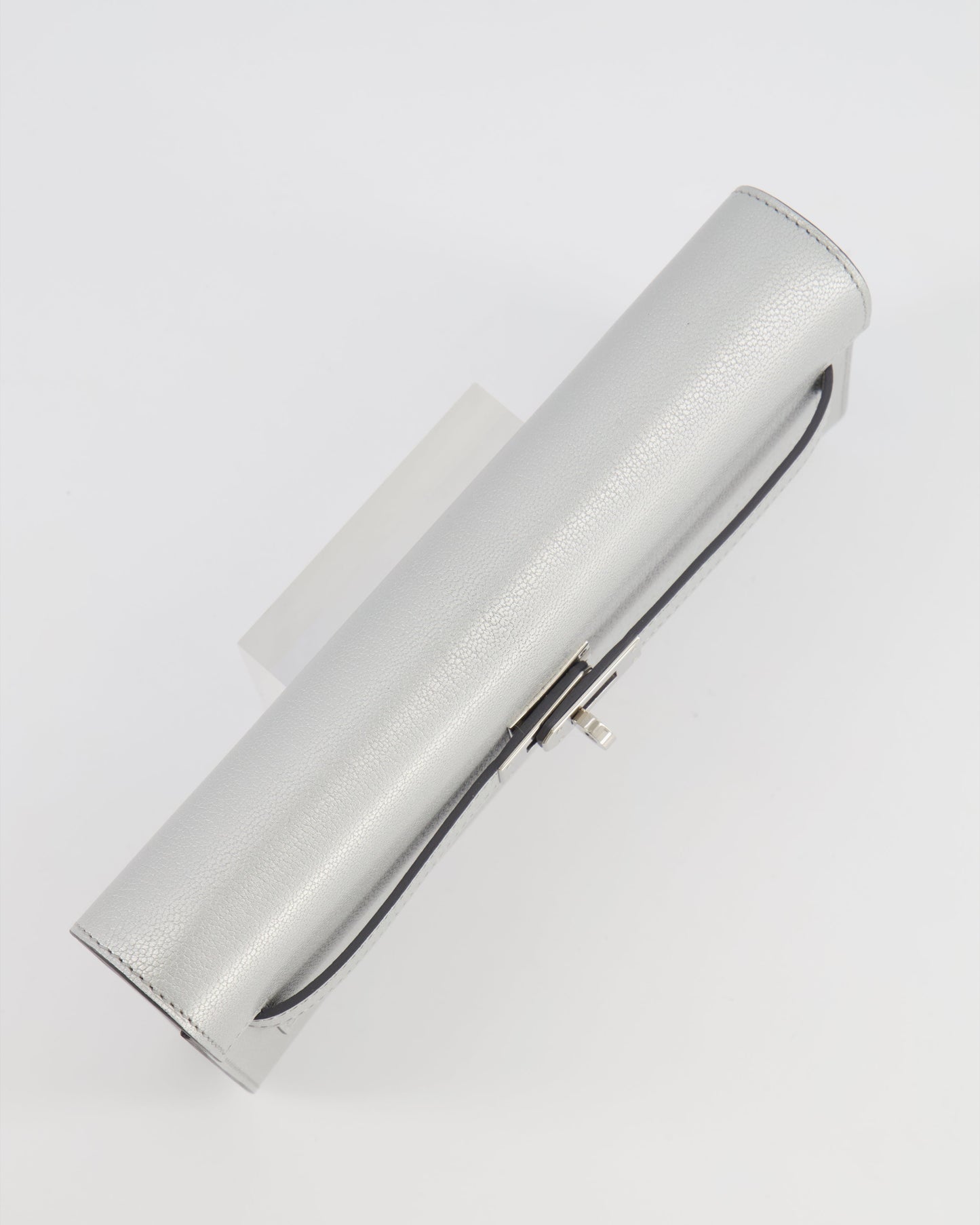 *RARE* Hermes Kelly To Go Bag in Argent Chevre Chamkilight Leather with Palladium Hardware
