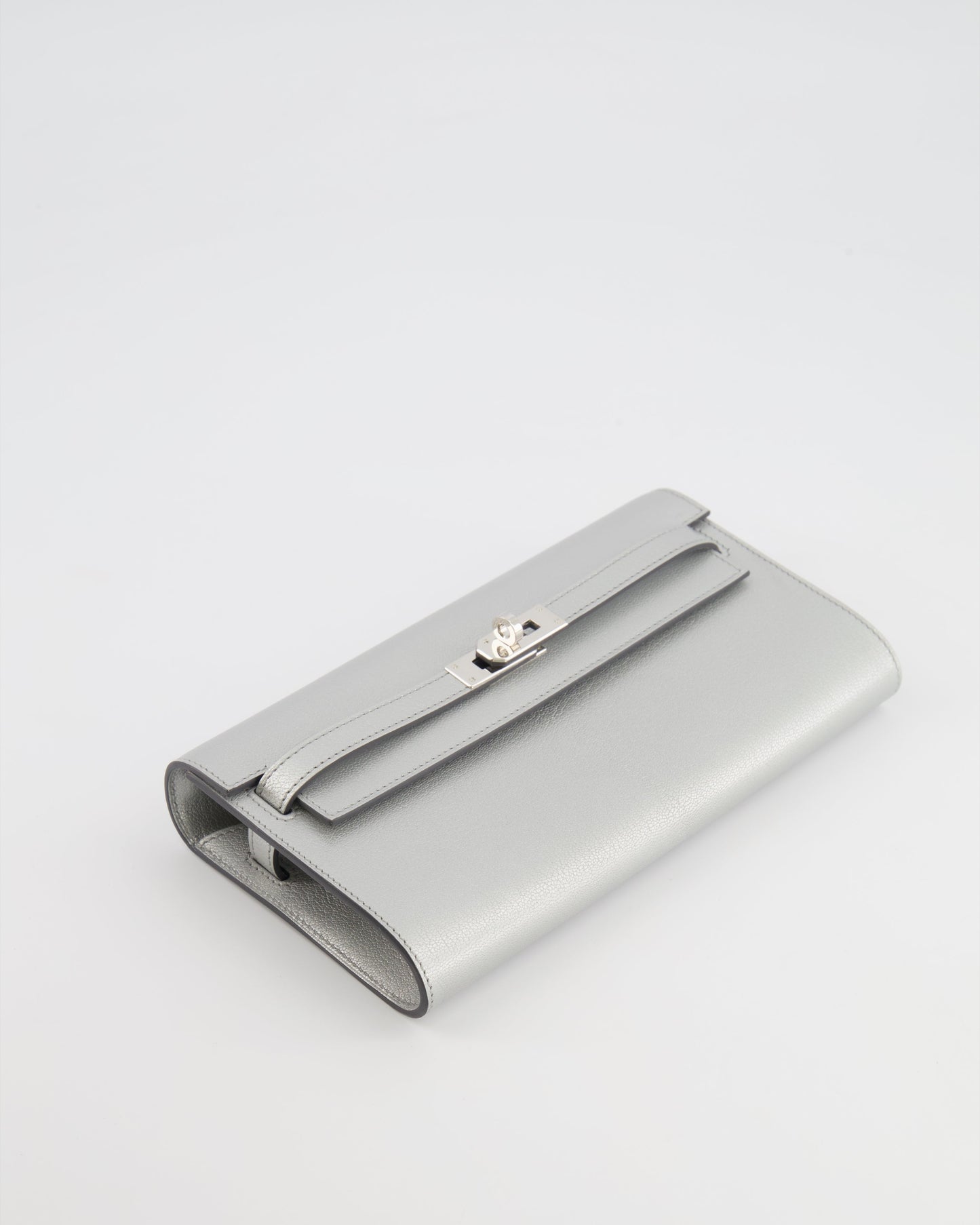 *RARE* Hermes Kelly To Go Bag in Argent Chevre Chamkilight Leather with Palladium Hardware