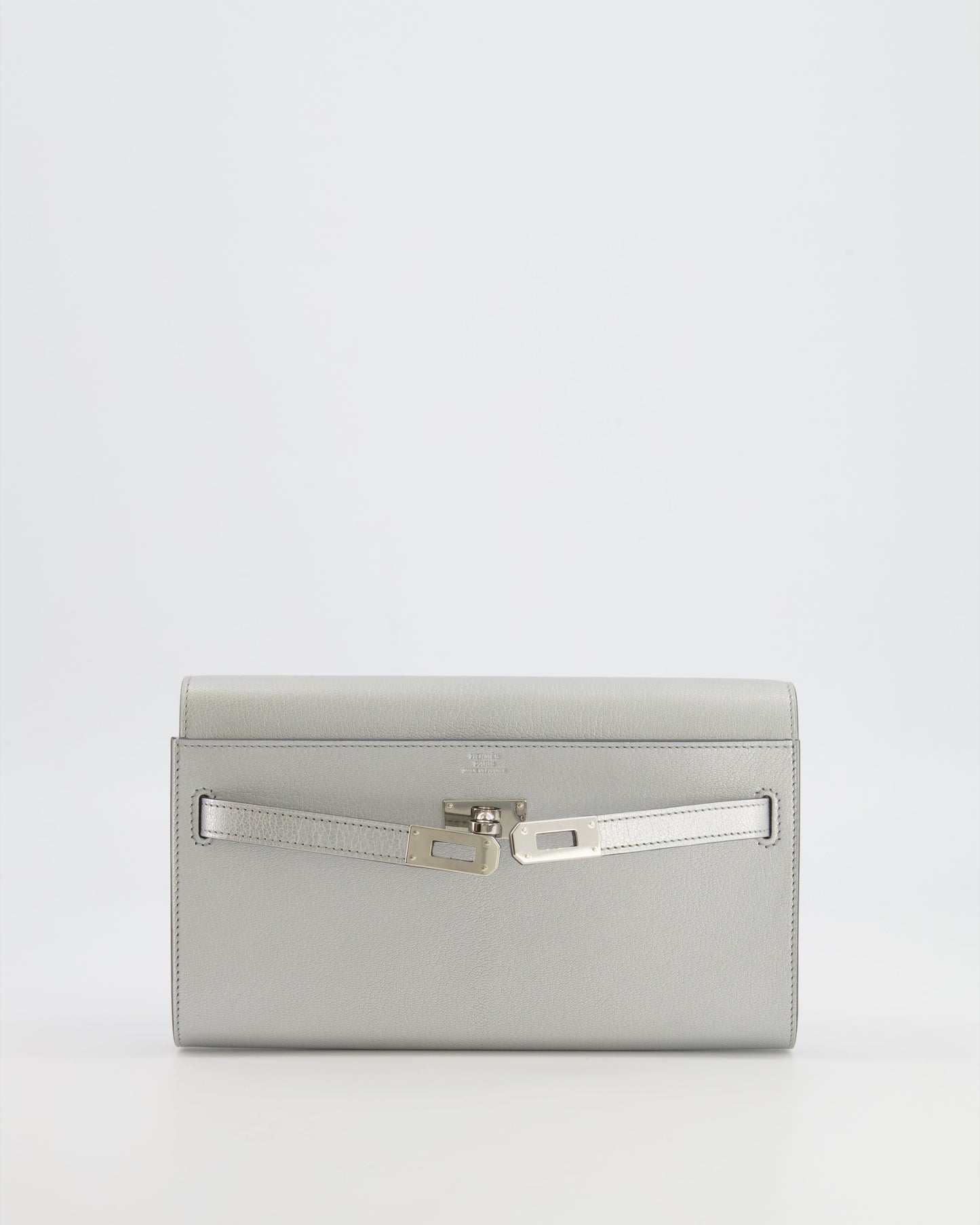 *RARE* Hermes Kelly To Go Bag in Argent Chevre Chamkilight Leather with Palladium Hardware