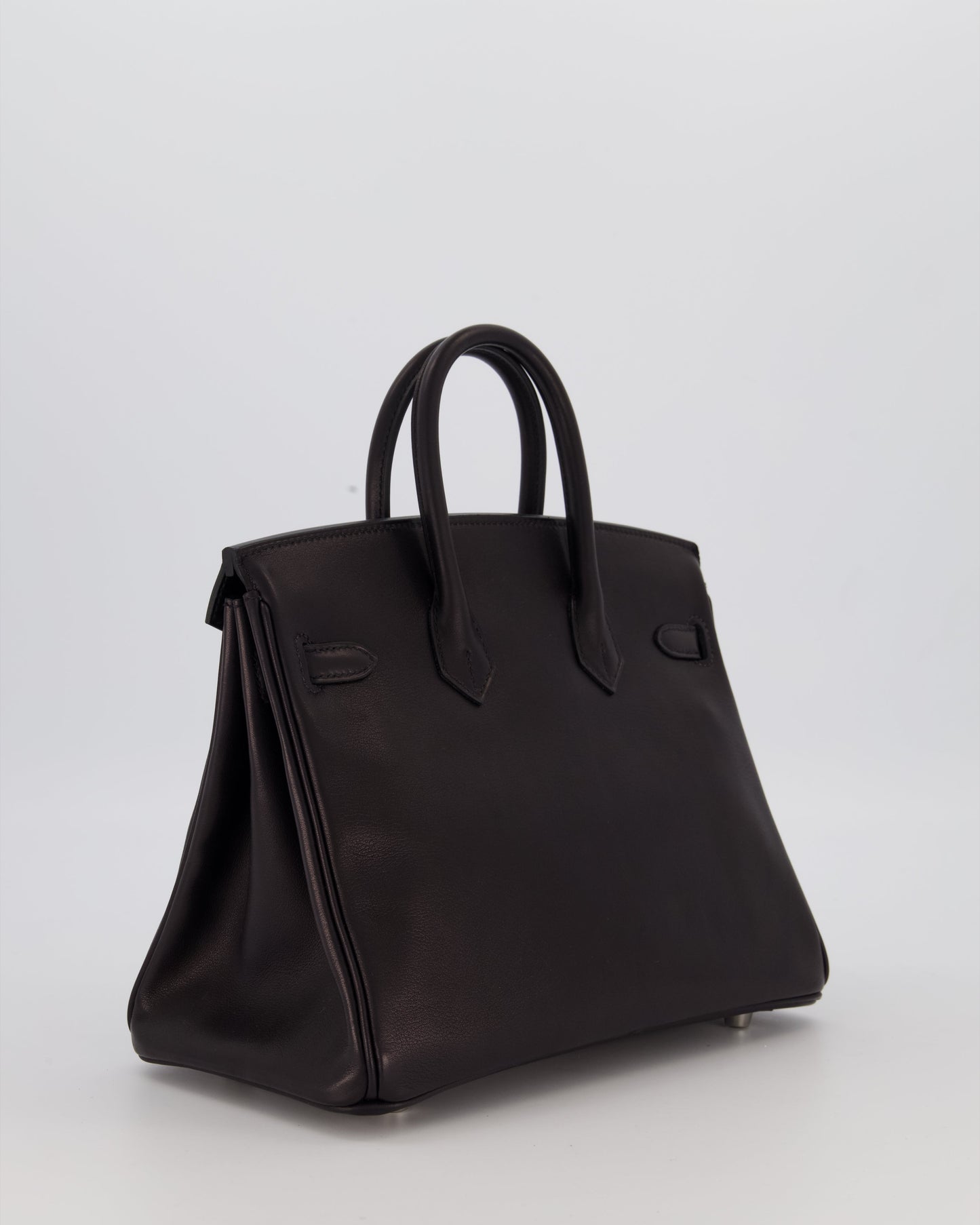 Hermes Birkin 25 Retourne Bag in Noir Volupto Leather with Palladium Hardware
