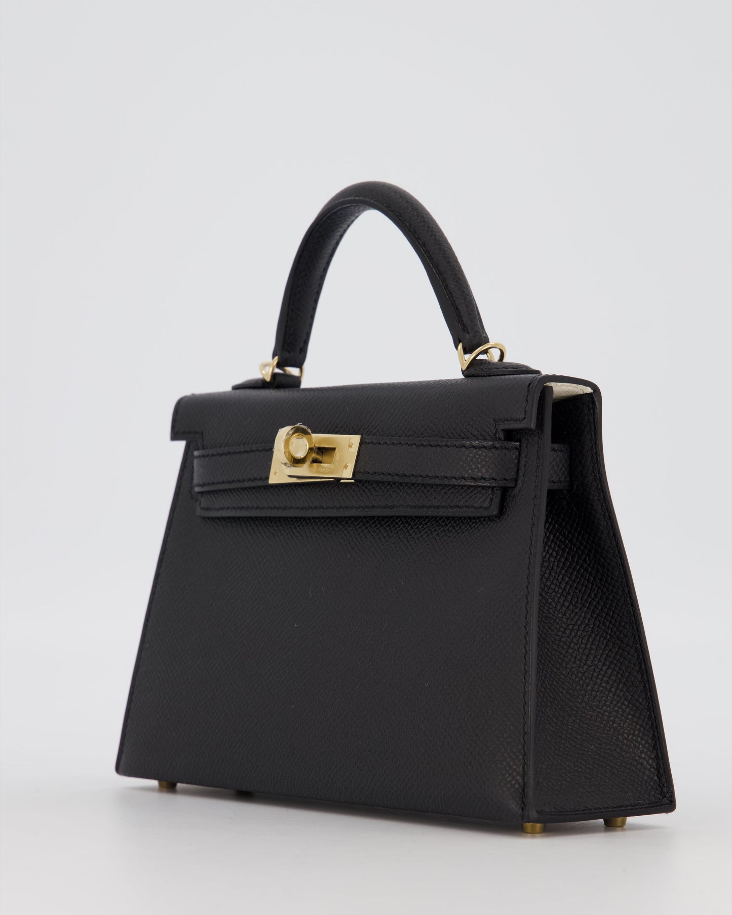 *SUPER RARE* Hermes HSS Mini Kelly II 20 Verso Bag in Noir Epsom Leather with Permabrass Hardware and Nata Interior
