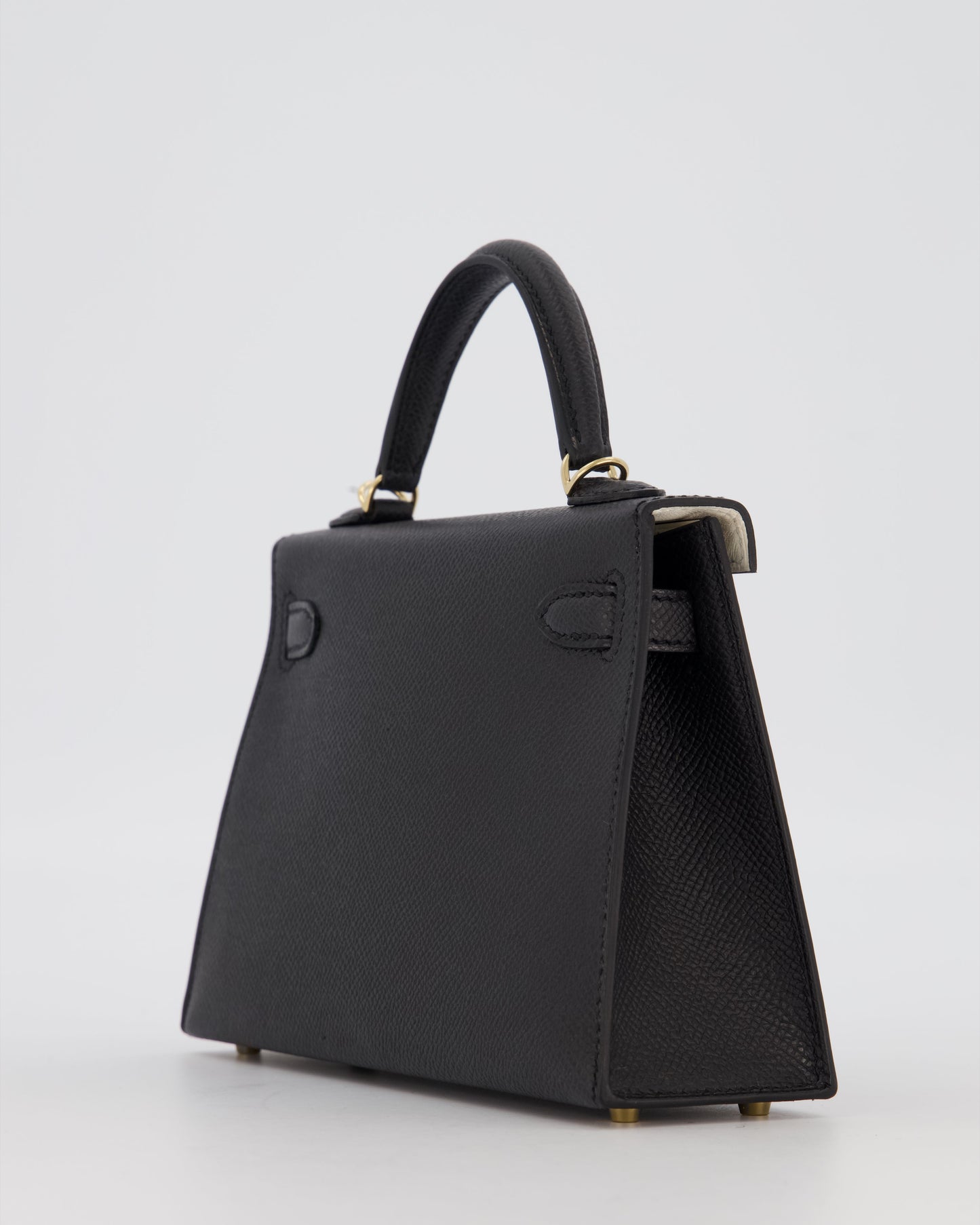 *SUPER RARE* Hermes HSS Mini Kelly II 20 Verso Bag in Noir Epsom Leather with Permabrass Hardware and Nata Interior