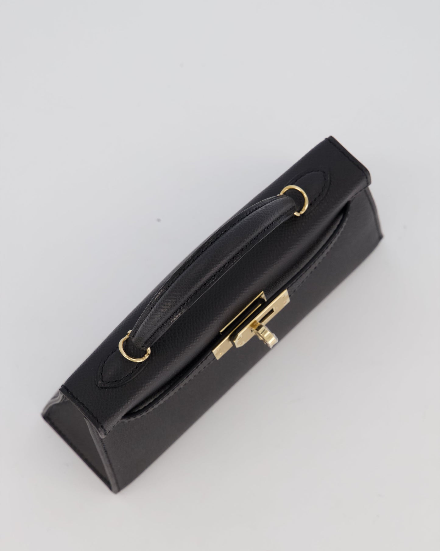 *SUPER RARE* Hermes HSS Mini Kelly II 20 Verso Bag in Noir Epsom Leather with Permabrass Hardware and Nata Interior