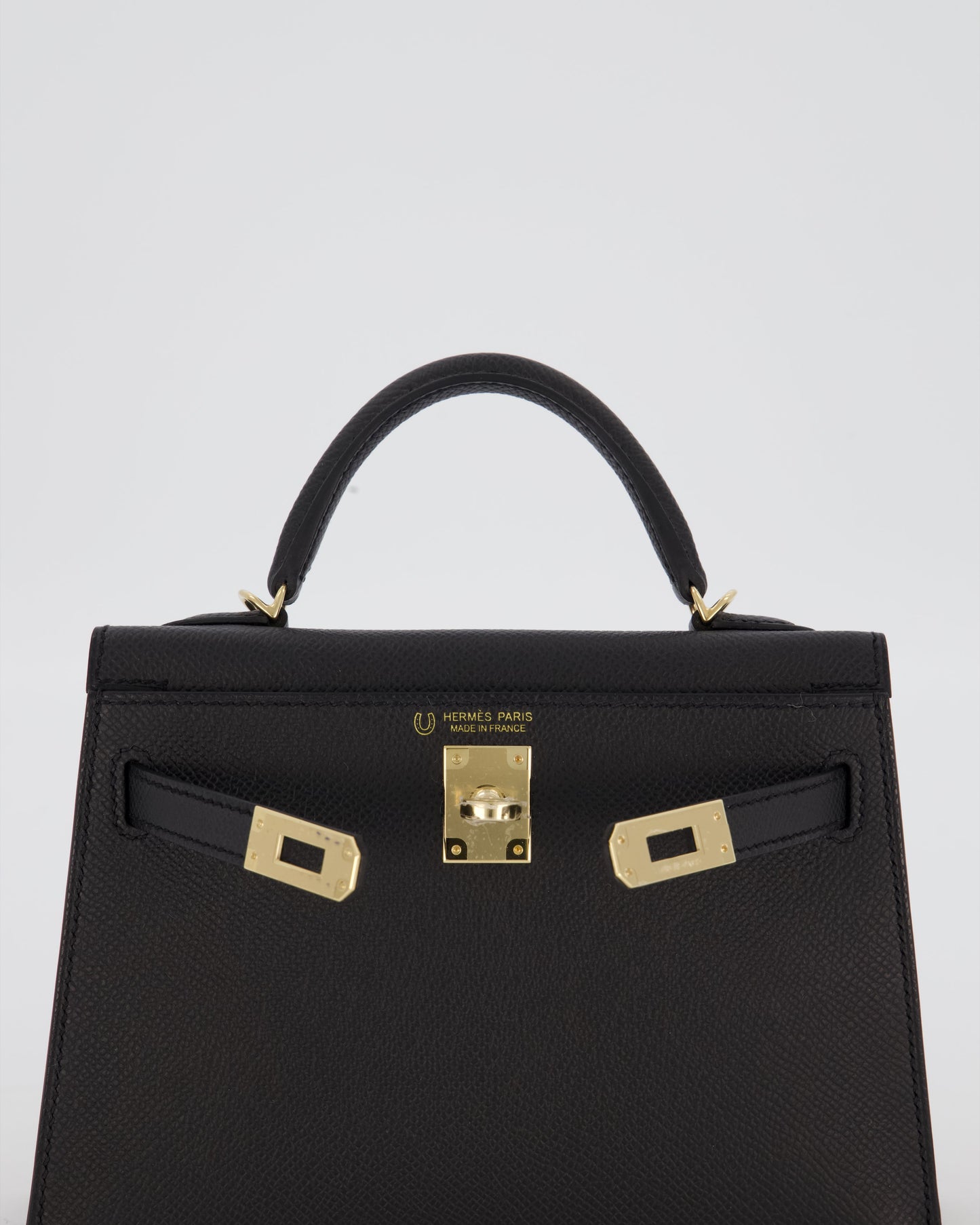 *SUPER RARE* Hermes HSS Mini Kelly II 20 Verso Bag in Noir Epsom Leather with Permabrass Hardware and Nata Interior