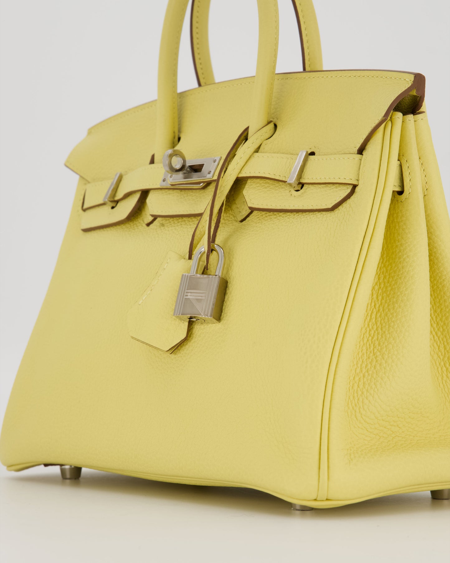 Hermes Birkin 25 Retourne Bag in Jaune Poussin Togo Leather with Palladium Hardware