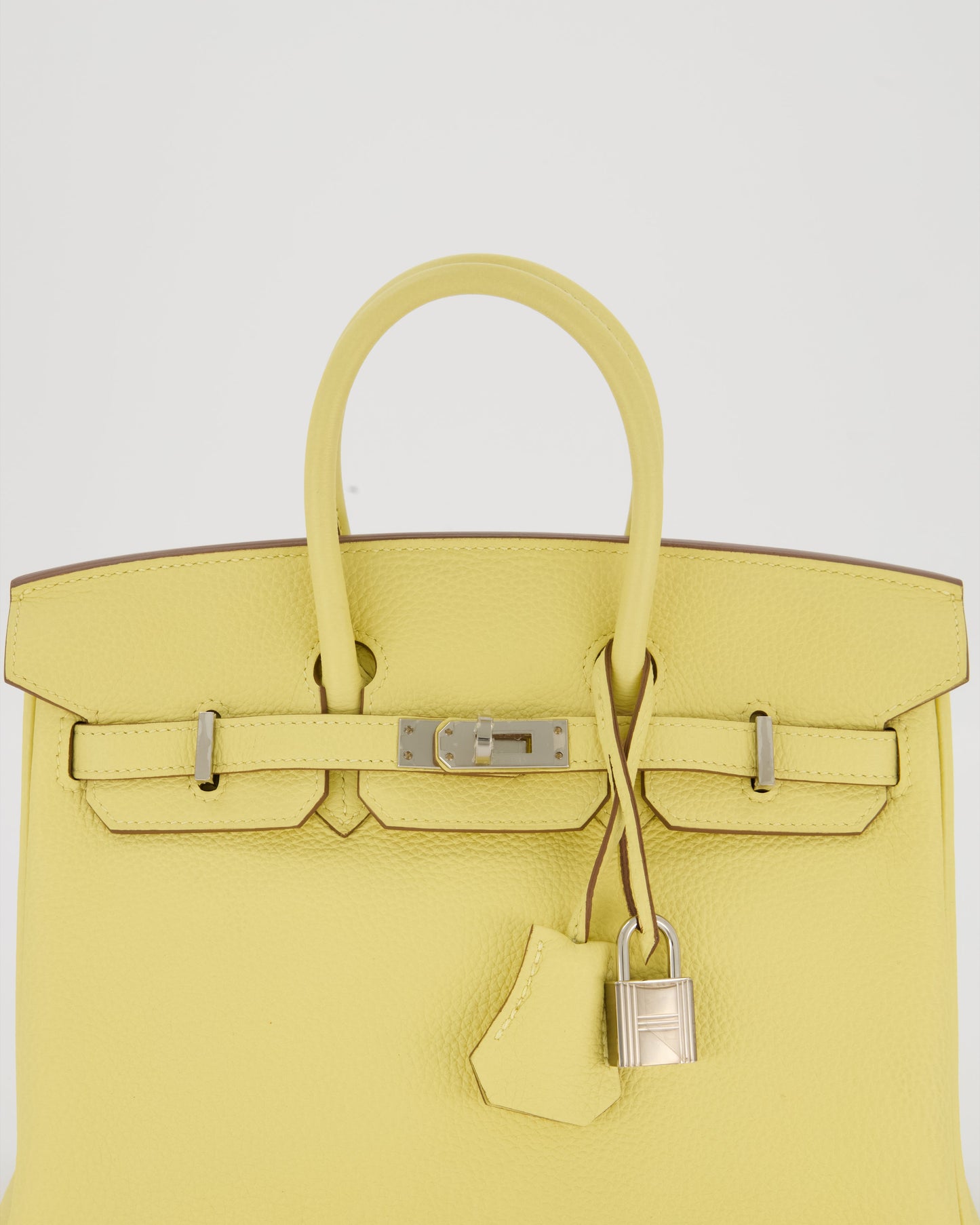 Hermes Birkin 25 Retourne Bag in Jaune Poussin Togo Leather with Palladium Hardware