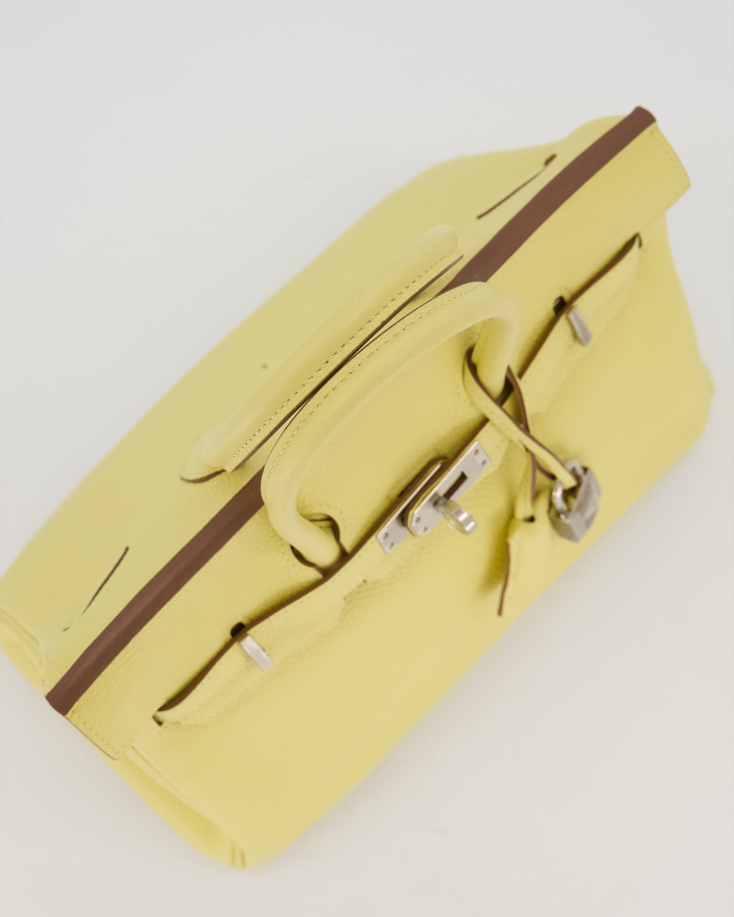 Hermes Birkin 25 Retourne Bag in Jaune Poussin Togo Leather with Palladium Hardware