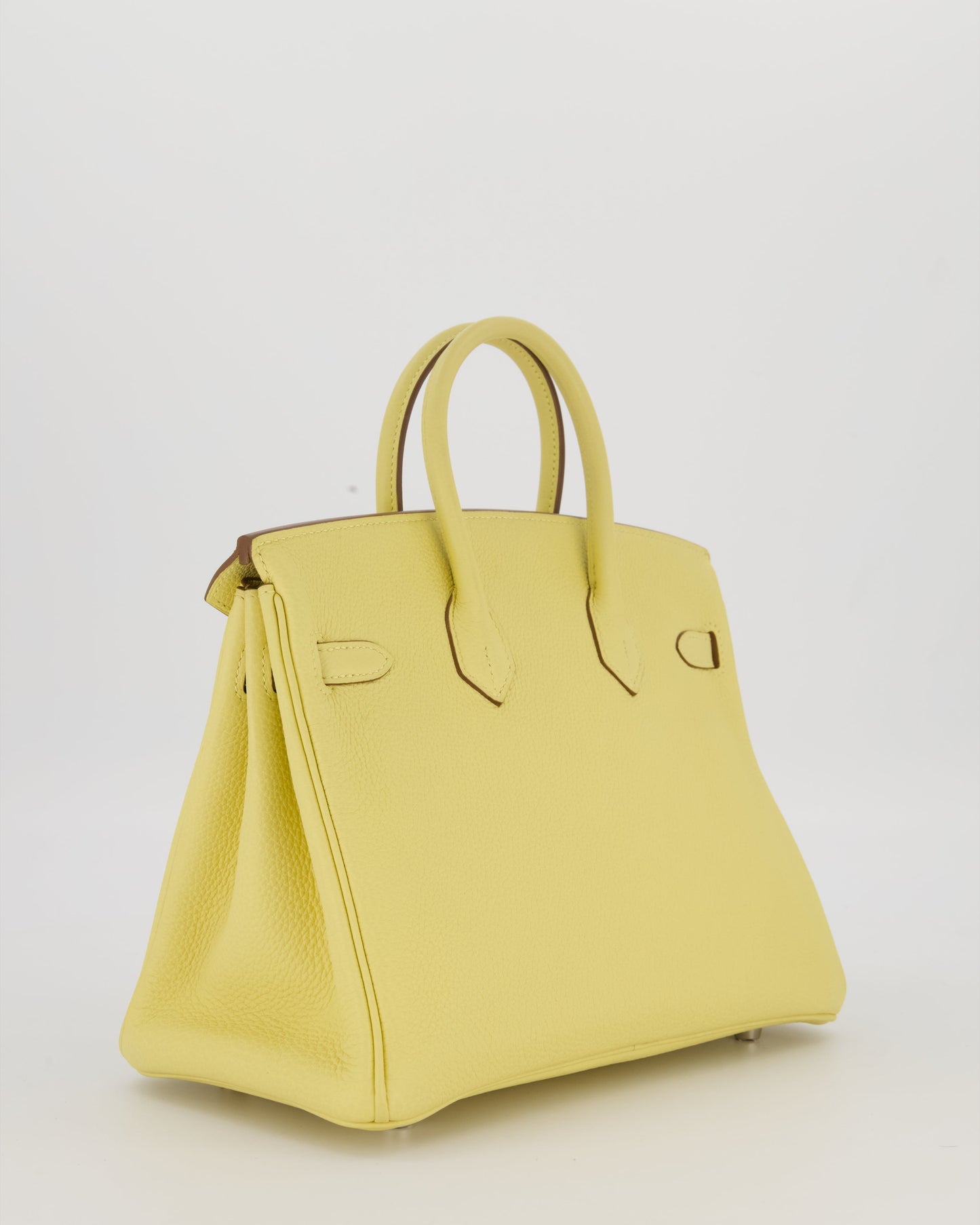 Hermes Birkin 25 Retourne Bag in Jaune Poussin Togo Leather with Palladium Hardware