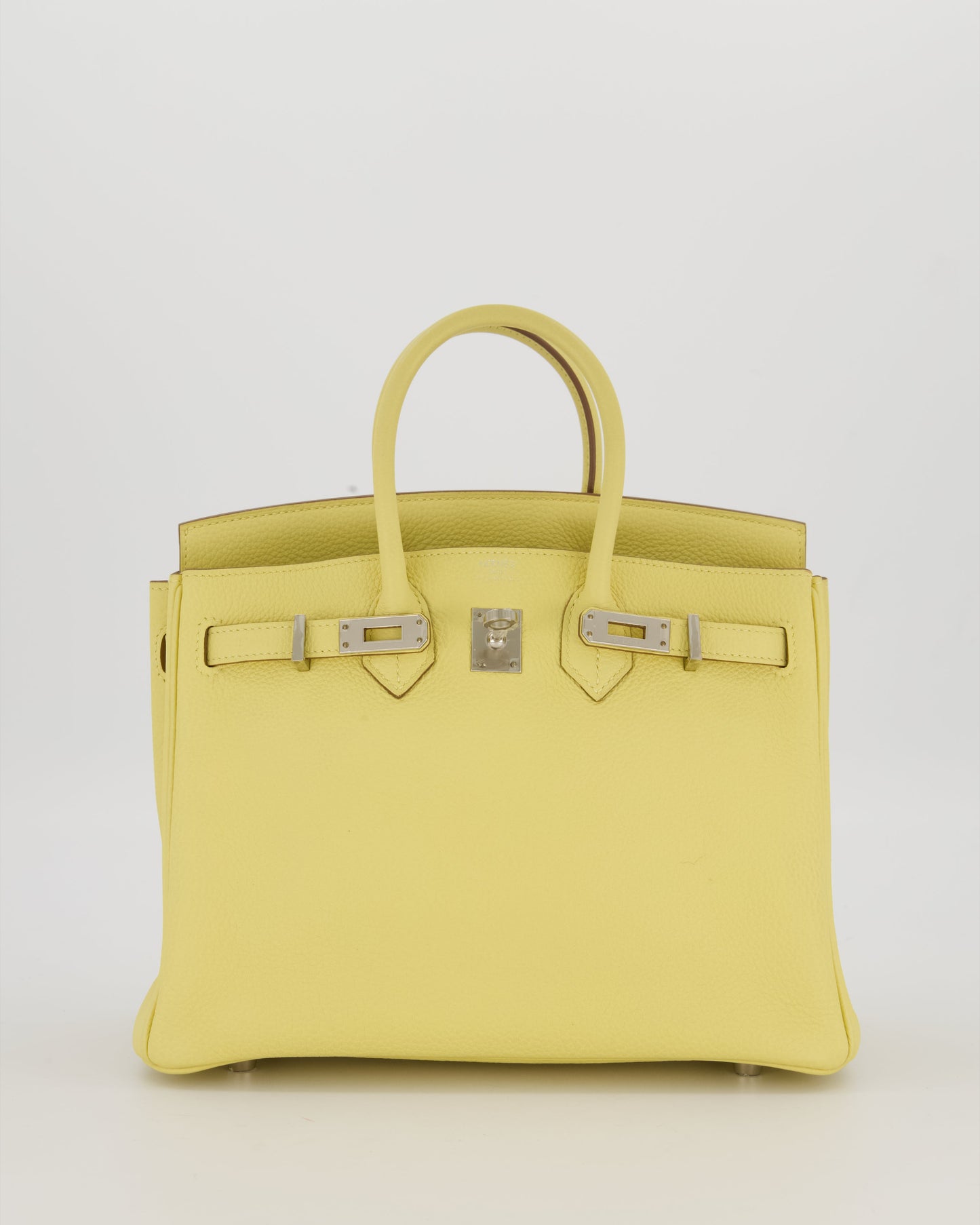 Hermes Birkin 25 Retourne Bag in Jaune Poussin Togo Leather with Palladium Hardware