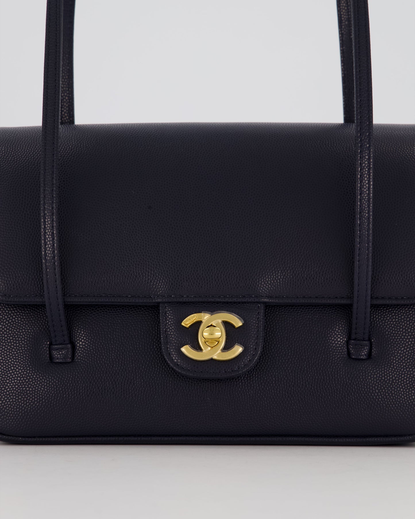 Chanel 26P Preppy Coco Small Flap Bag in Navy Caviar Leather with Gold Hardware