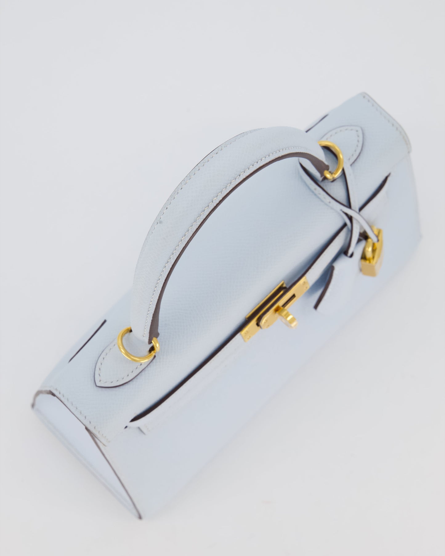 Hermes Kelly 25 Sellier Bag in Bleu Brume Epsom Leather with Gold Hardware