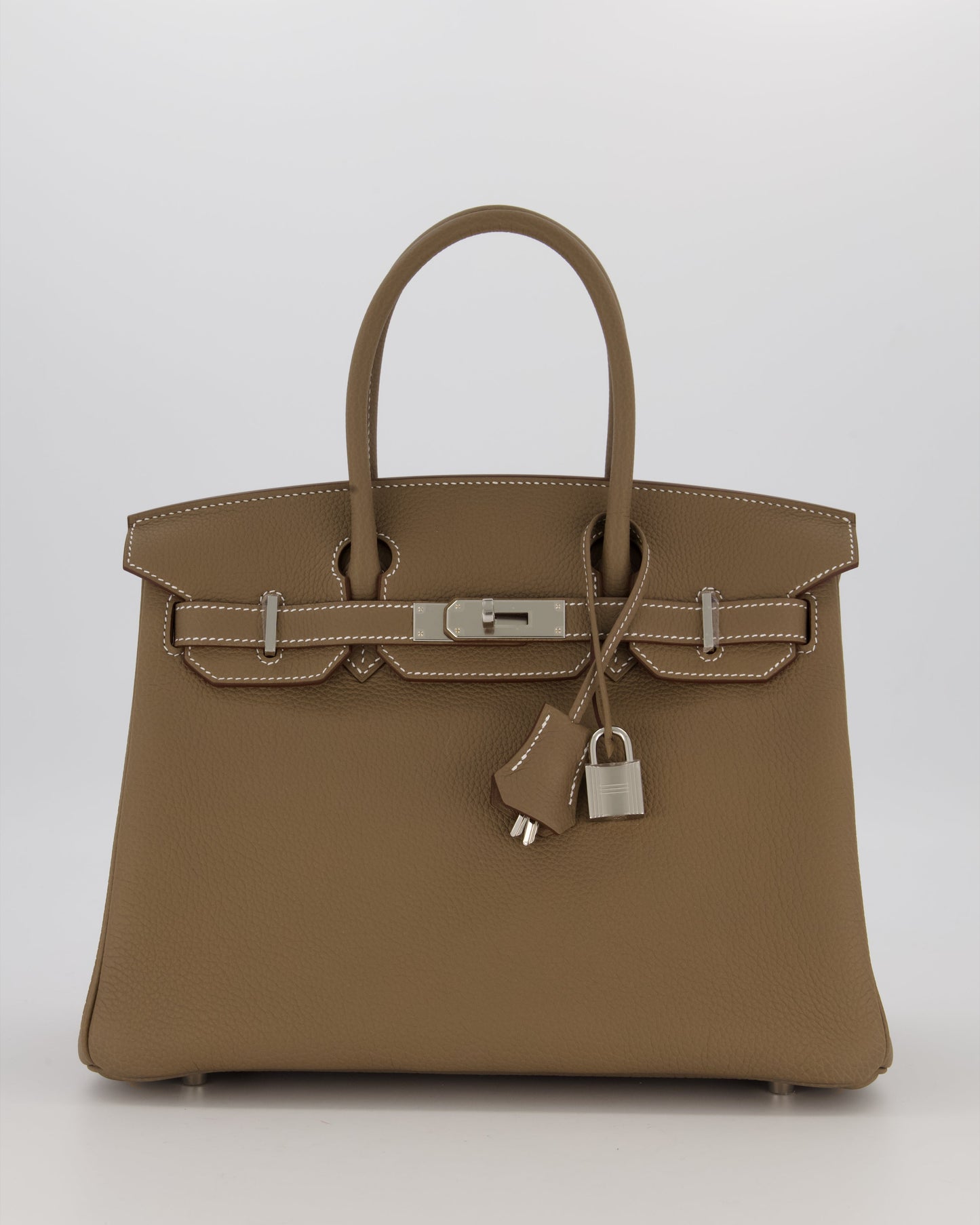 Hermes Birkin 30 Retourne Bag in Etoupe Togo Leather with Palladium Hardware