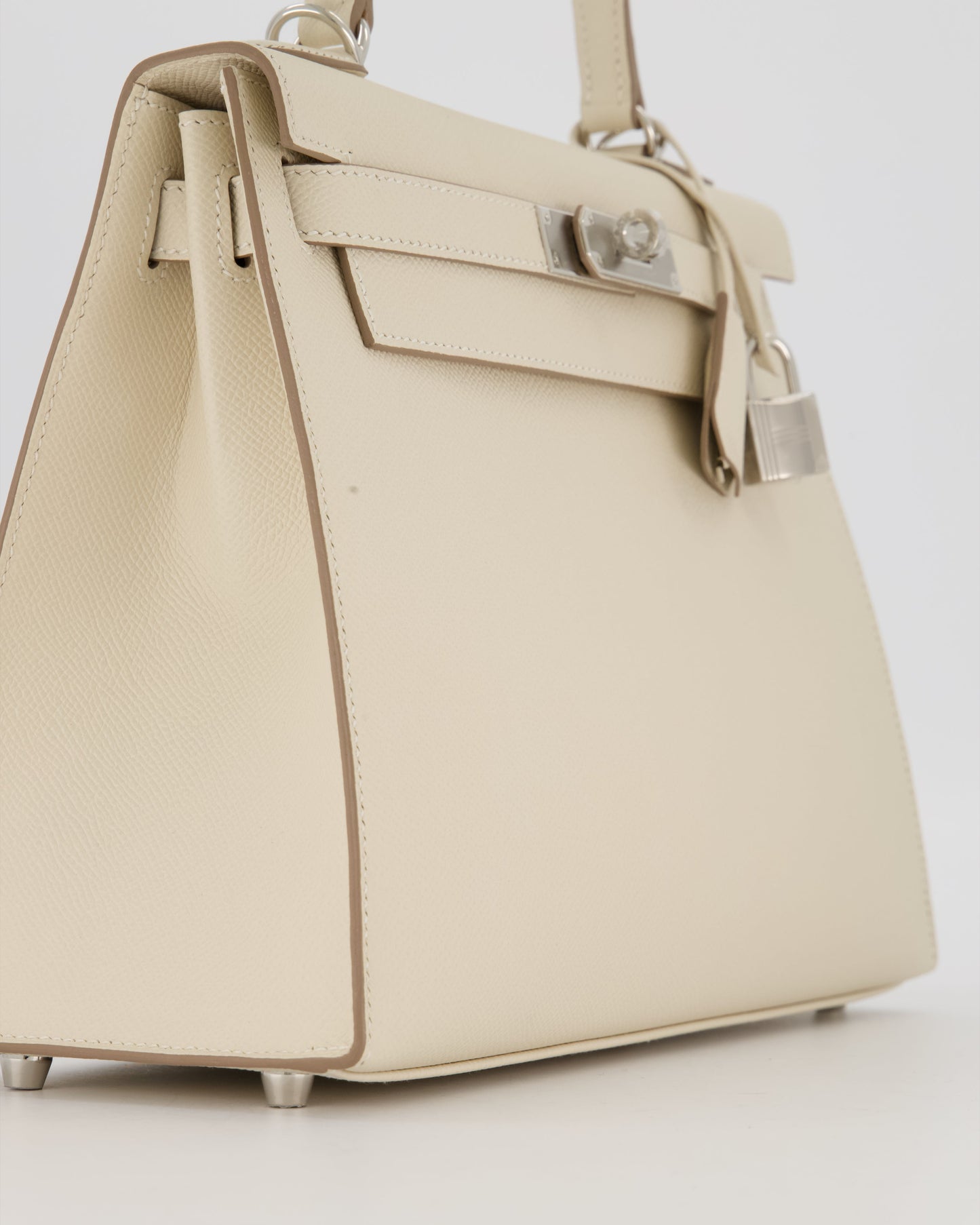 *HOT* Hermes Kelly 28 Sellier Bag in Craie Epsom Leather with Palladium Hardware