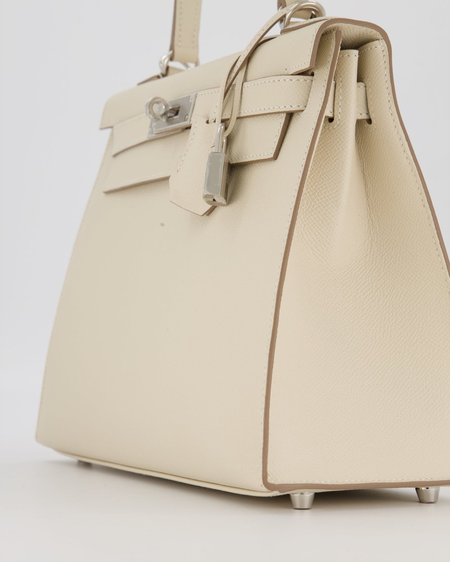 *HOT* Hermes Kelly 28 Sellier Bag in Craie Epsom Leather with Palladium Hardware