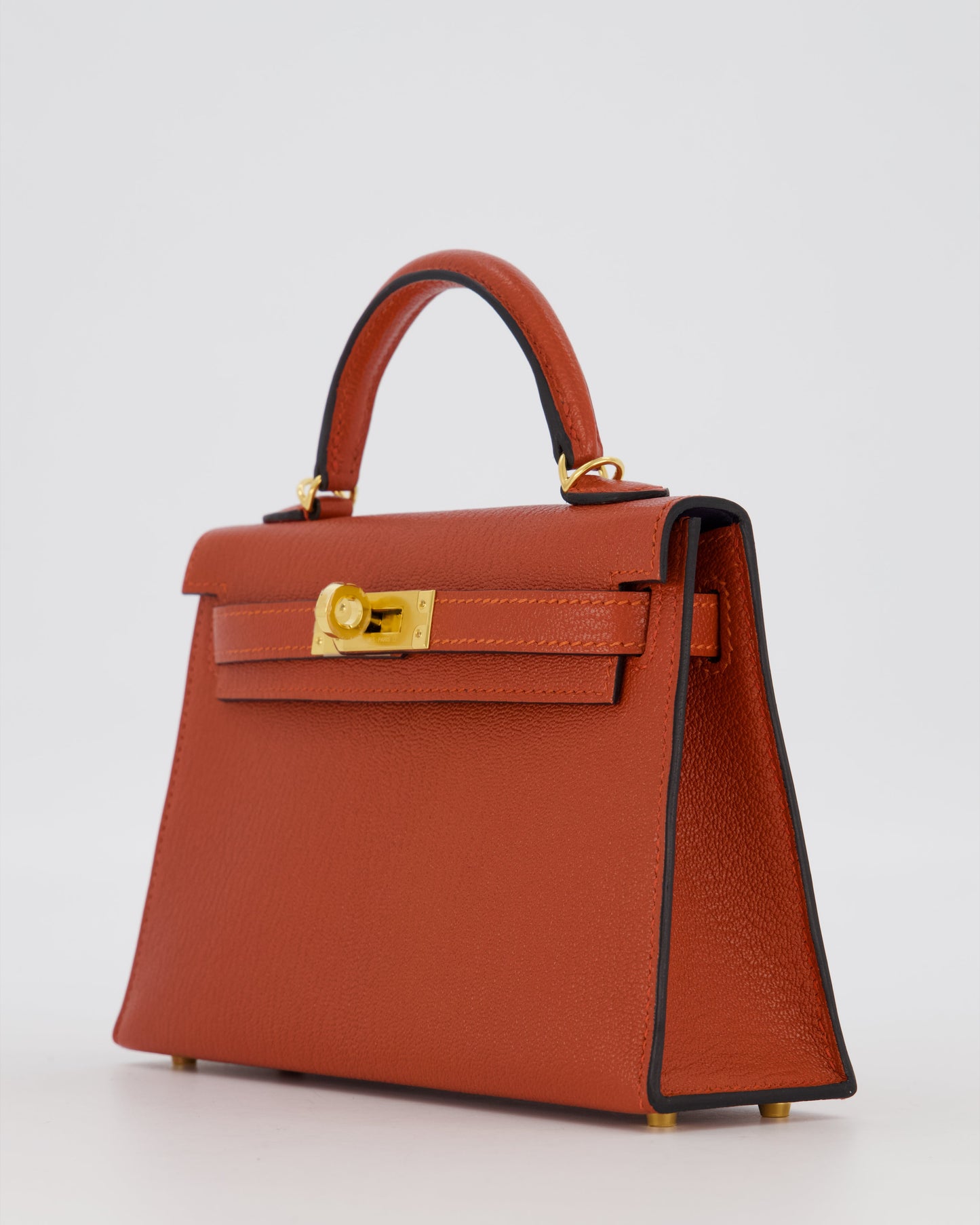 *SUPER RARE* Hermes HSS Mini Kelly II 20 Bag in Brique & Bleu Indigo Interior Chèvre Mysore Leather with Gold Hardware