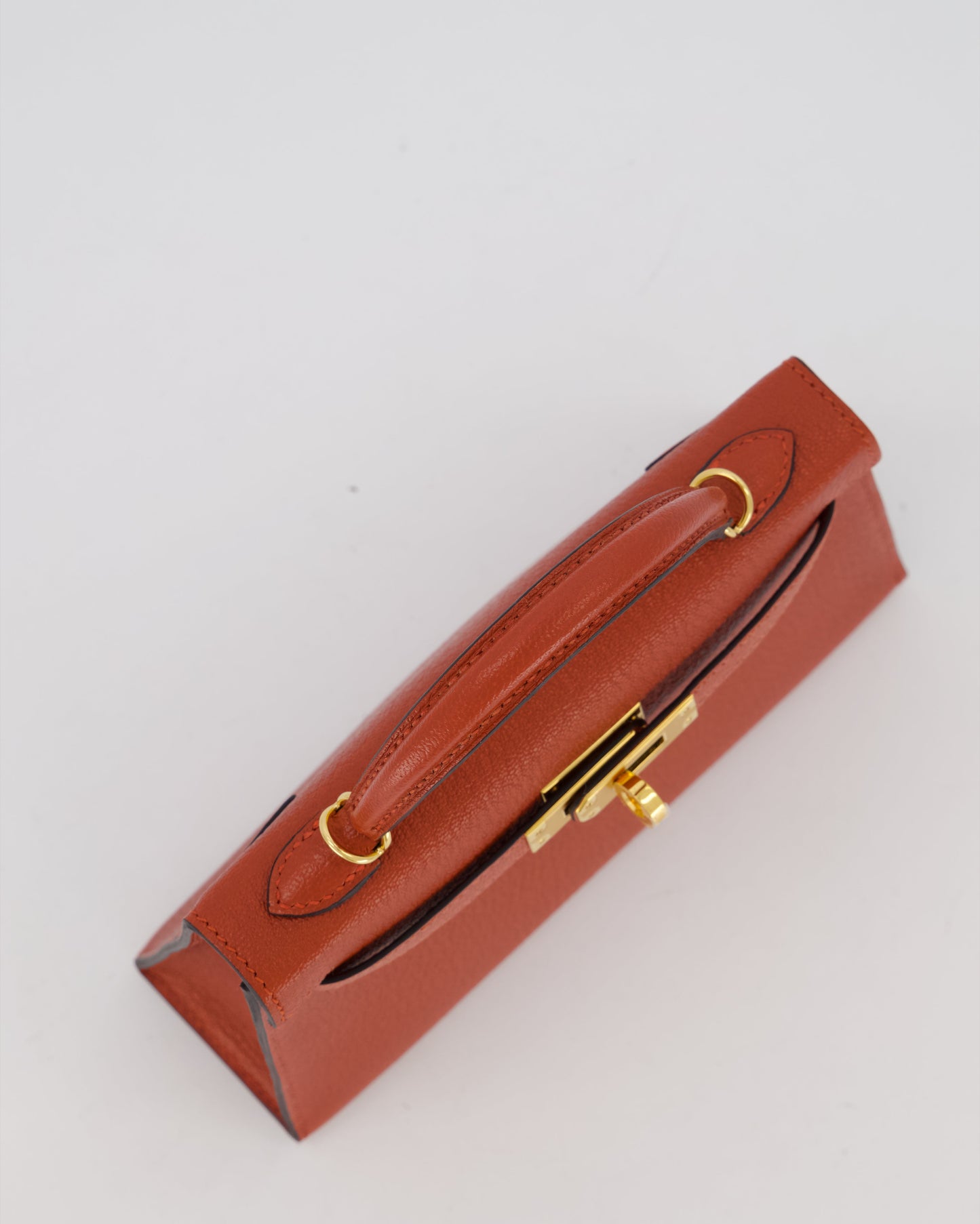 *SUPER RARE* Hermes HSS Mini Kelly II 20 Bag in Brique & Bleu Indigo Interior Chèvre Mysore Leather with Gold Hardware